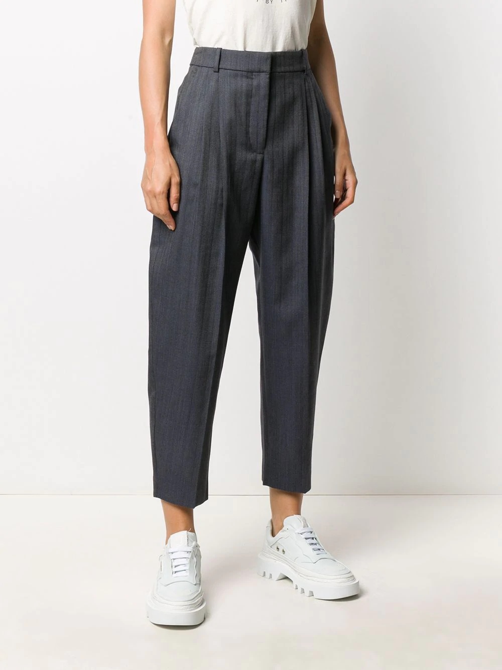 herringbone balloon-leg trousers - 3