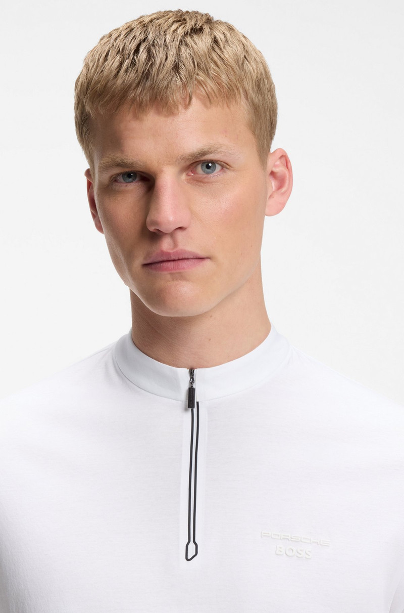 PORSCHE X BOSS ZIPPER-NECK POLO SHIRT IN COTTON 3