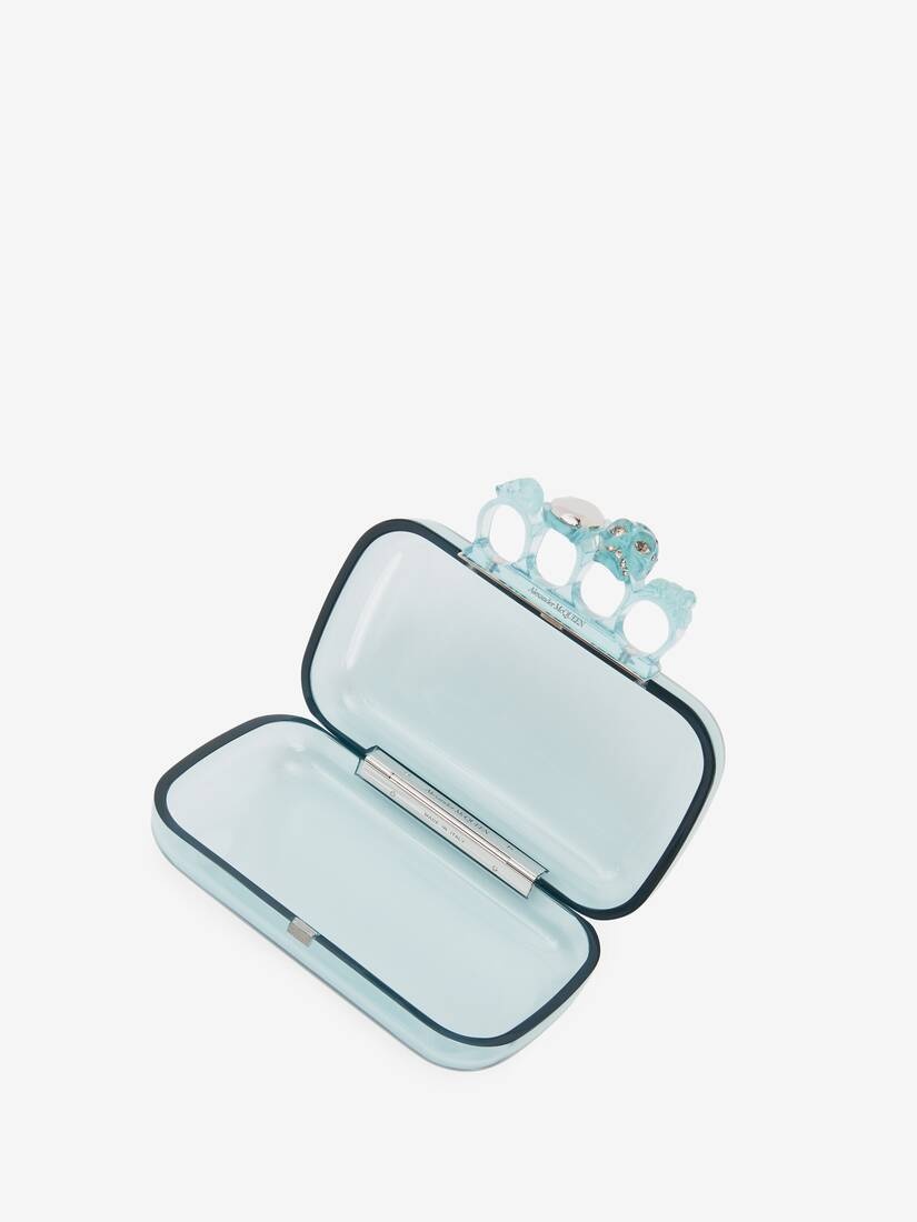 Skull Four Ring Clutch in Pale Blue - 4