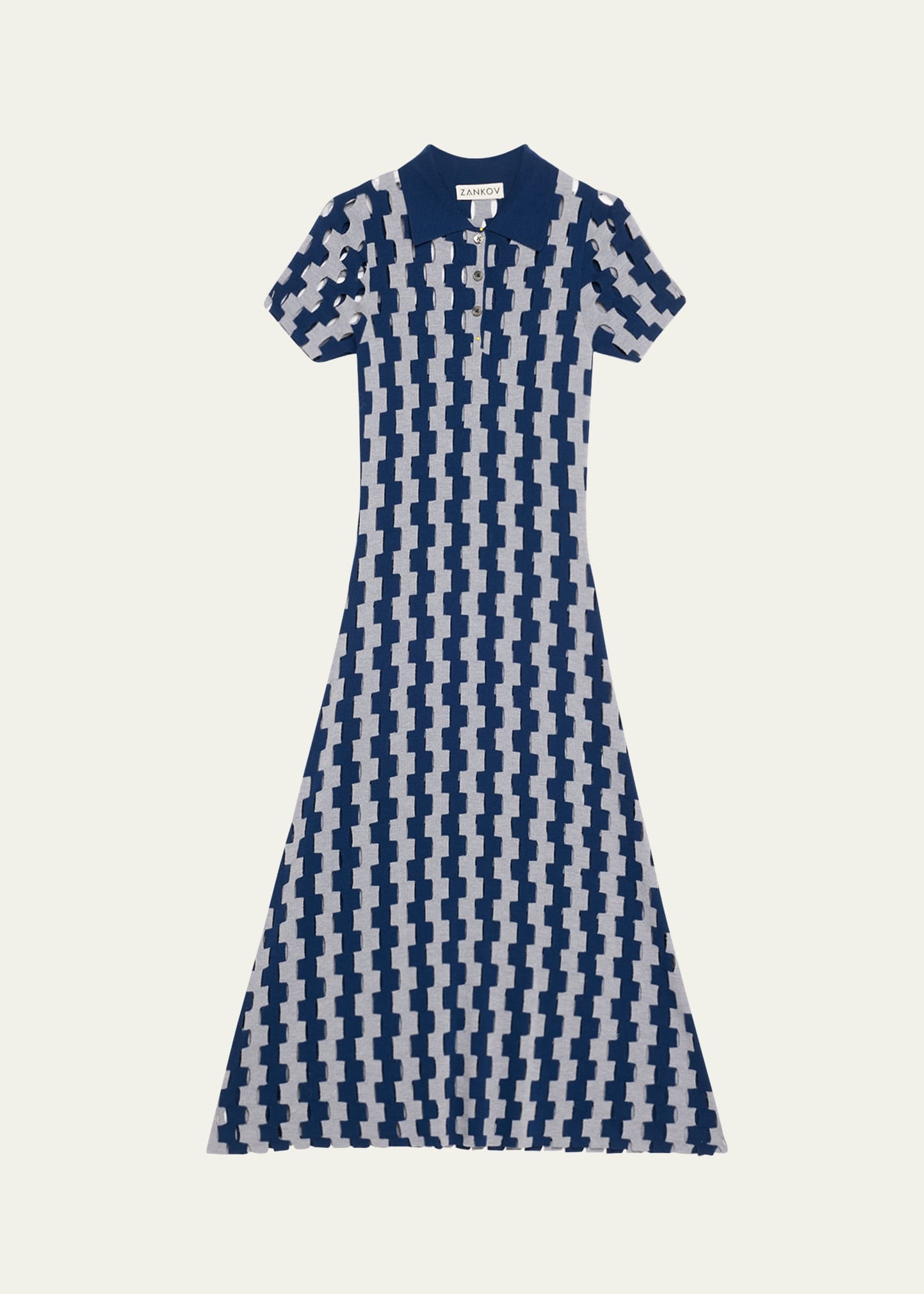 Margerite Abstract Cutout Merino Wool tMidi Dress - 1