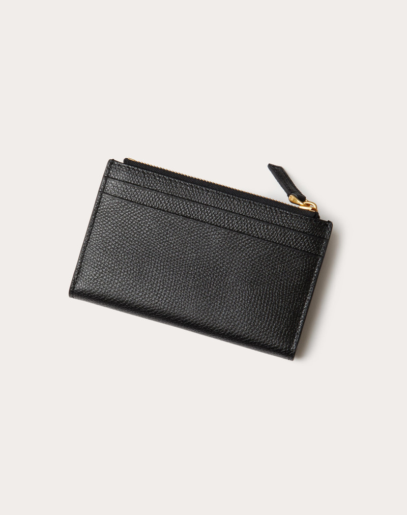 VLOGO SIGNATURE GRAINY CALFSKIN CARDHOLDER WTH ZIPPER 3