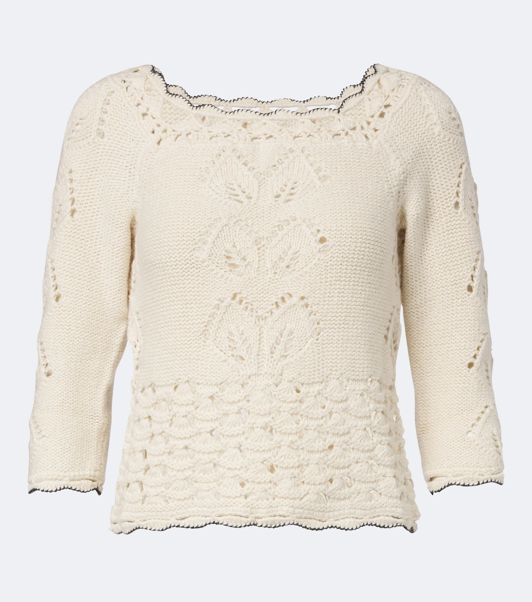 Lua pointelle cotton and wool sweater - 1