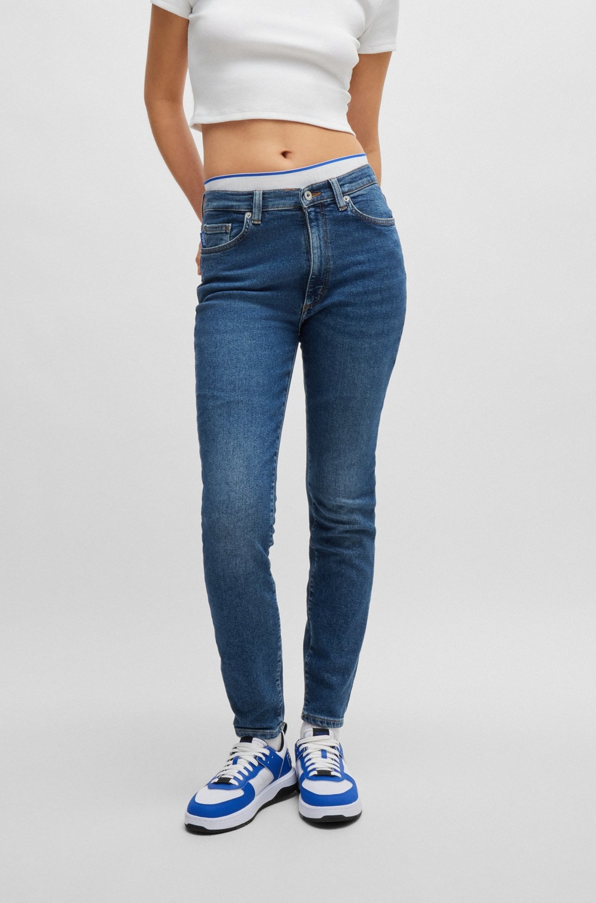 SKINNY-FIT JEANS IN MEDIUM-BLUE STRETCH DENIM - 2