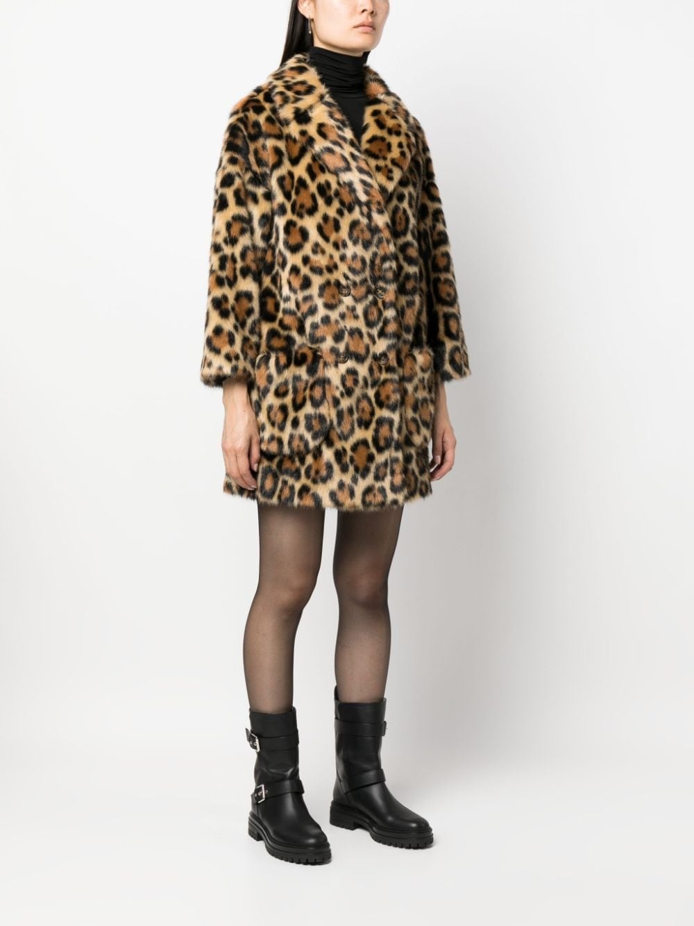 leopard-print faux-fur coat - 3