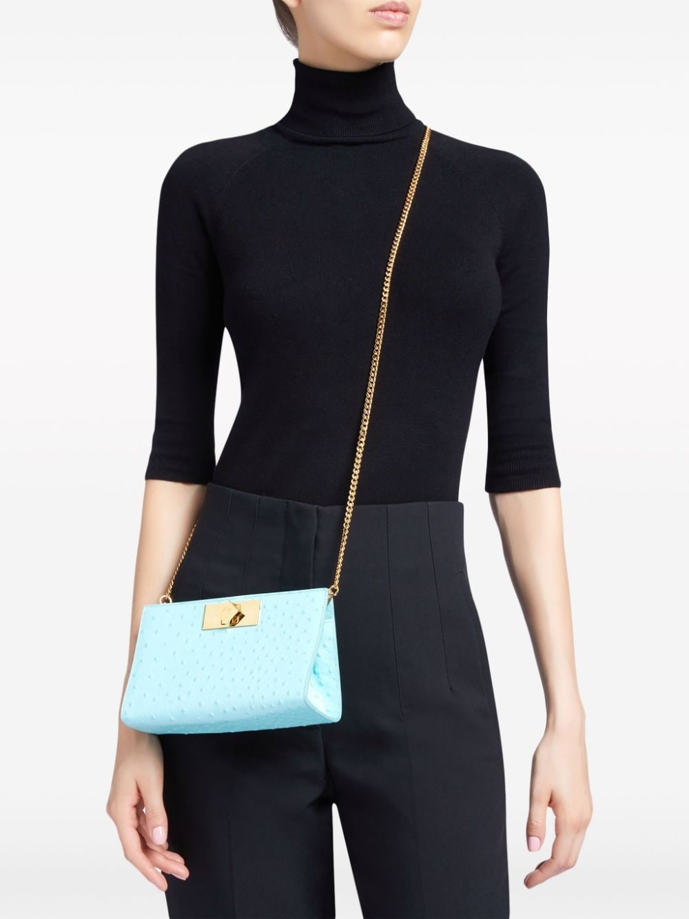 Annhita ostrich-print leather clutch bag - 2