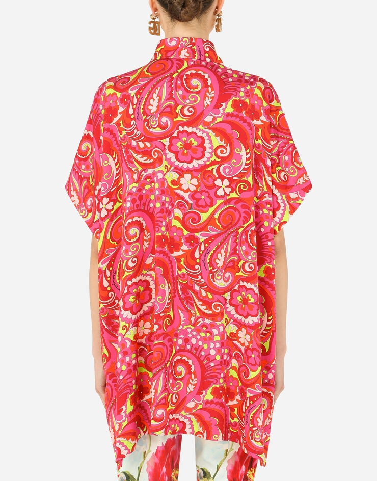 Short-sleeved silk shirt with 60s print - 2