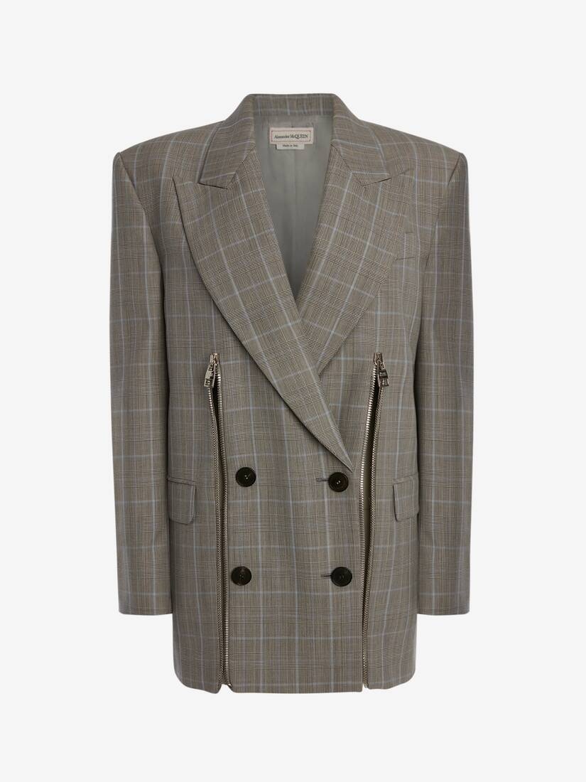 Boxy Double-breasted Jacket in Black/ivory - 1