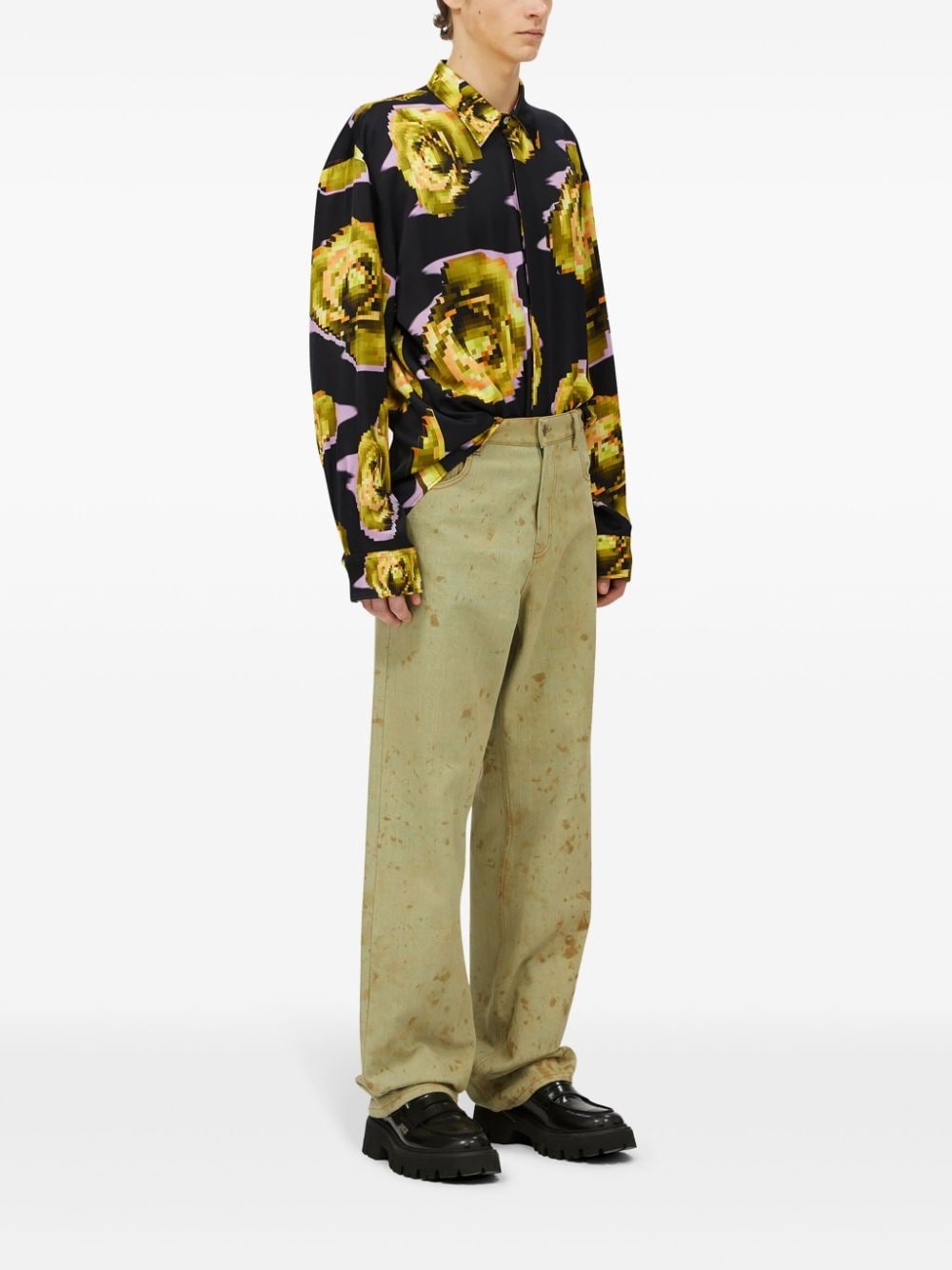 pixelated rose print shirt - 2