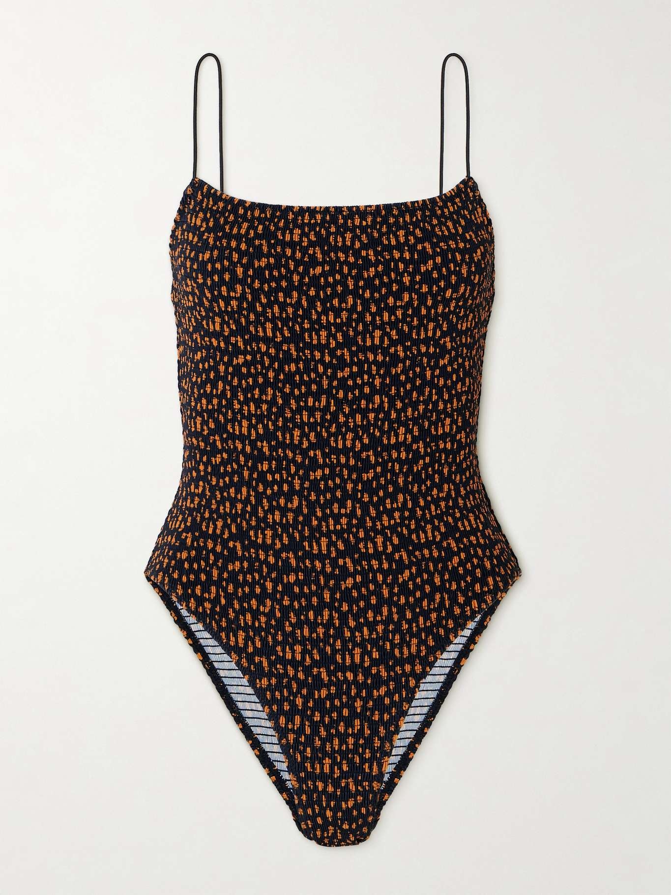 Shirred printed stretch recycled swimsuit - 1