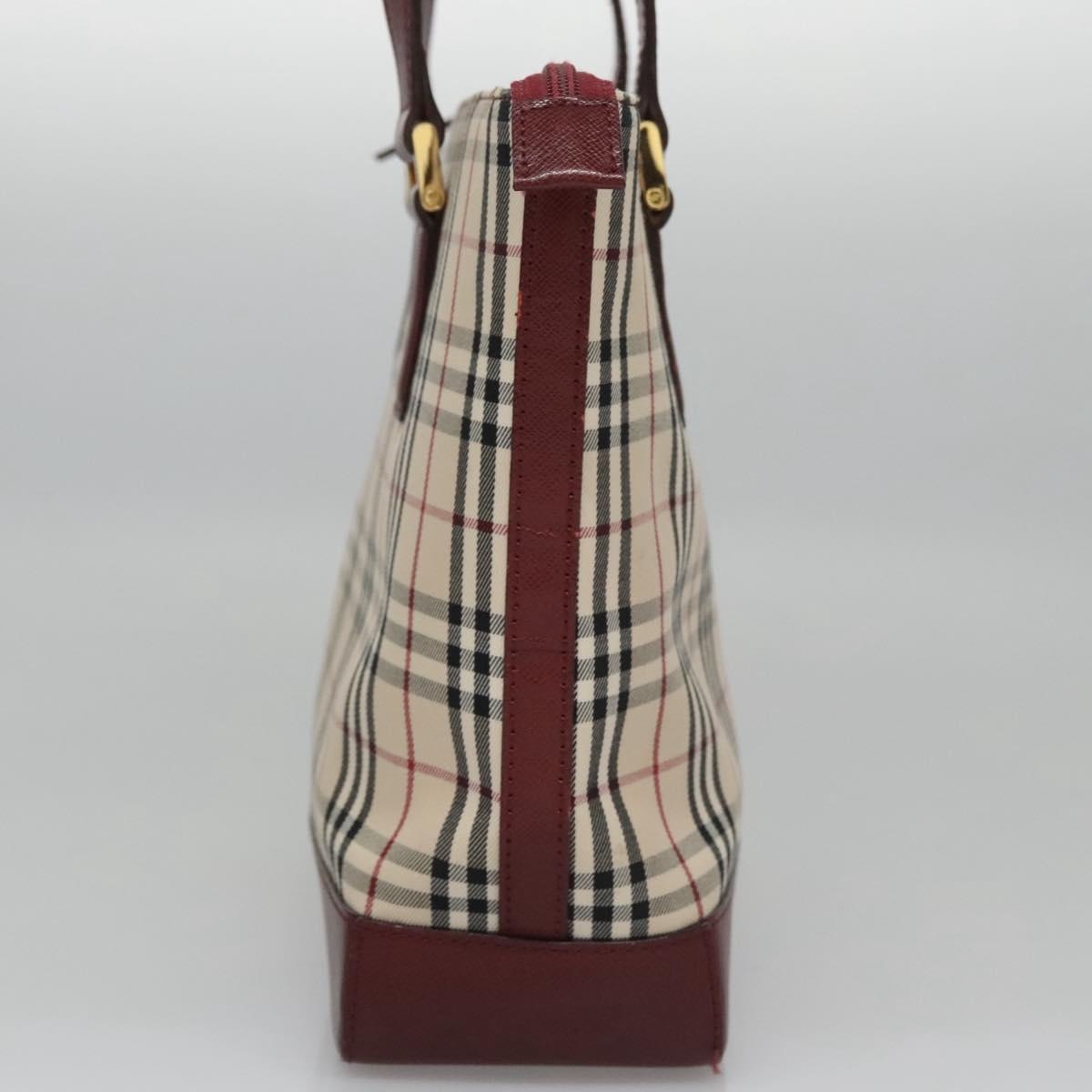 Burberry Nova Check Tote Bag Canvas Leather Beige Red Gold - 3