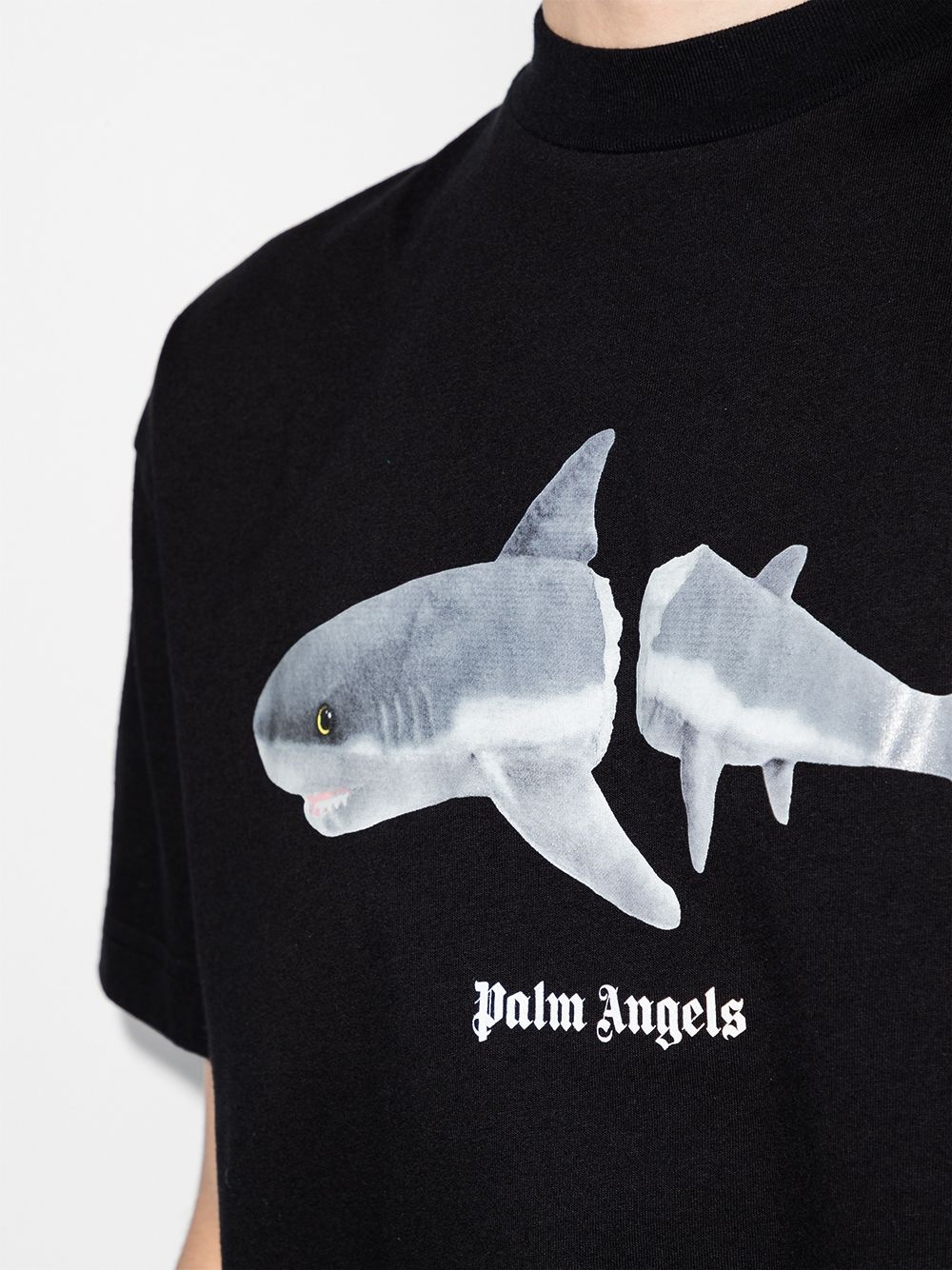 shark-print logo T-shirt - 4