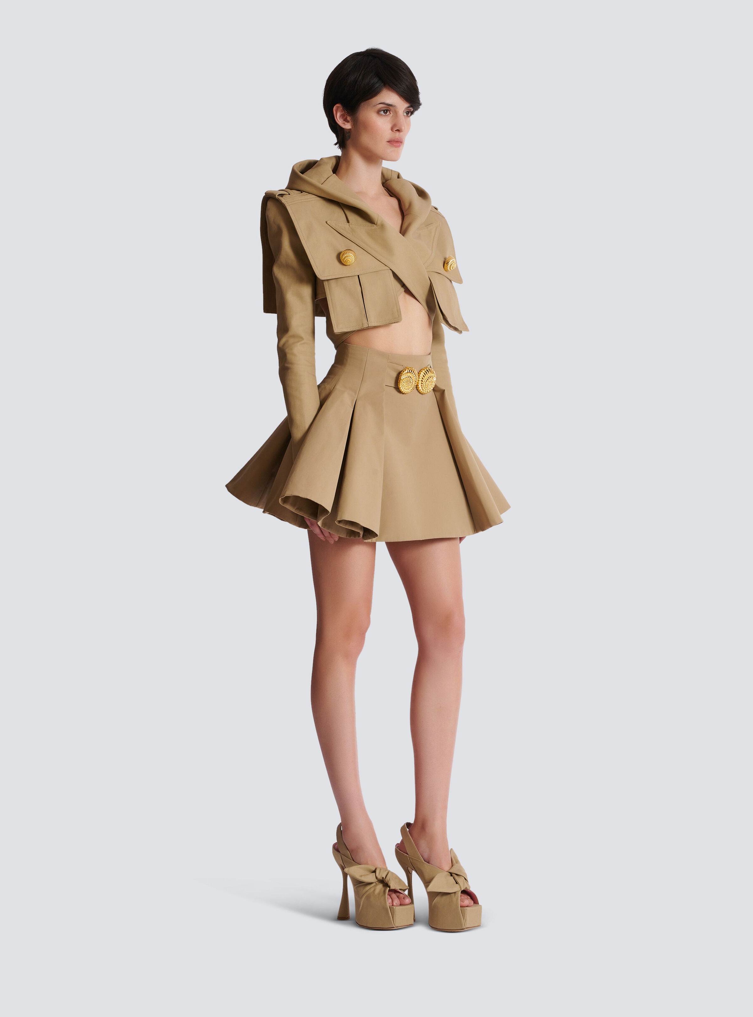 Cotton cropped hooded jacket - 3