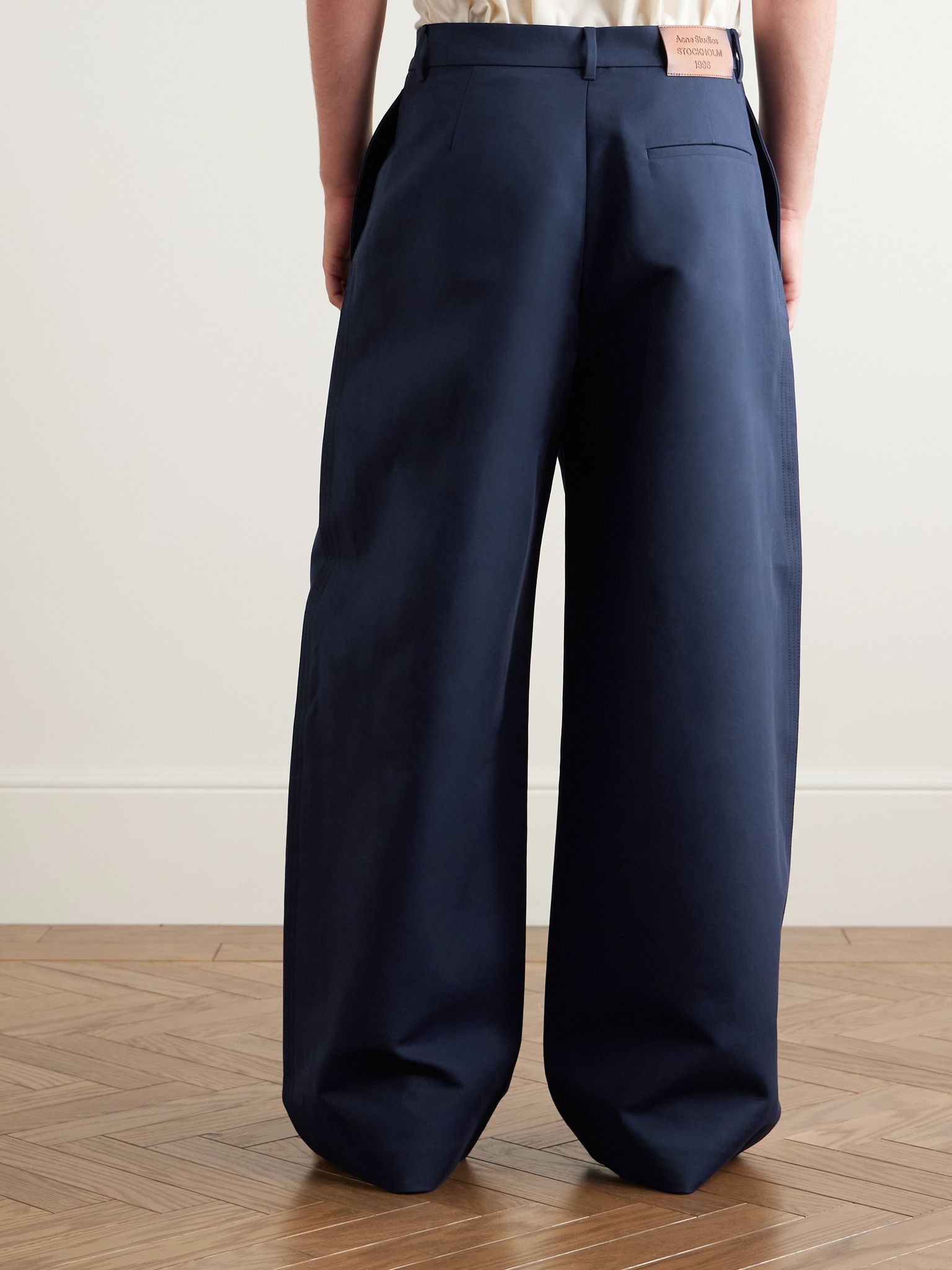 Plass Wide-Leg Cotton Trousers Navy - 4