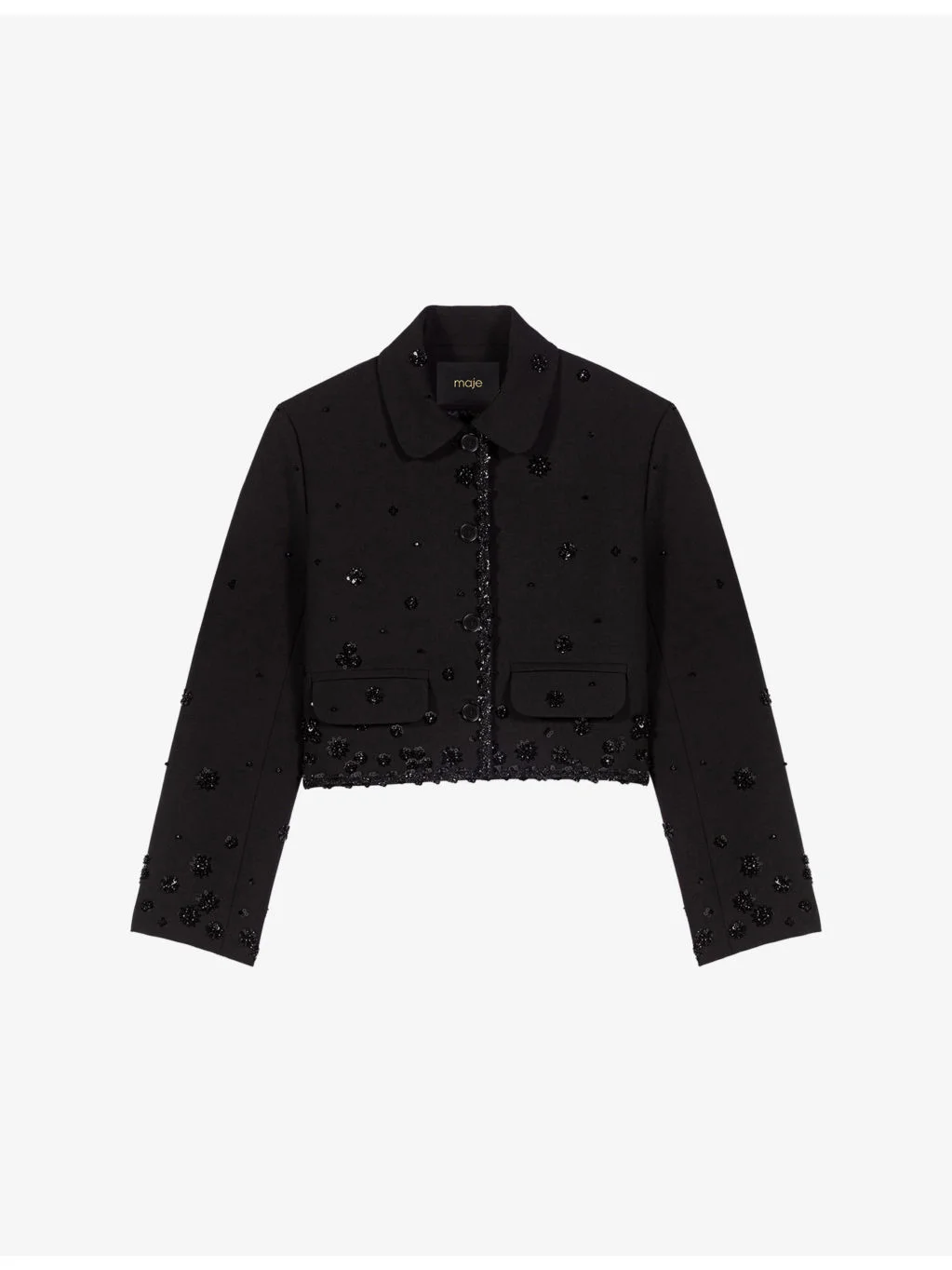 Sequin-Embellished Side-Pocket Stretch-Woven Jacket - 1