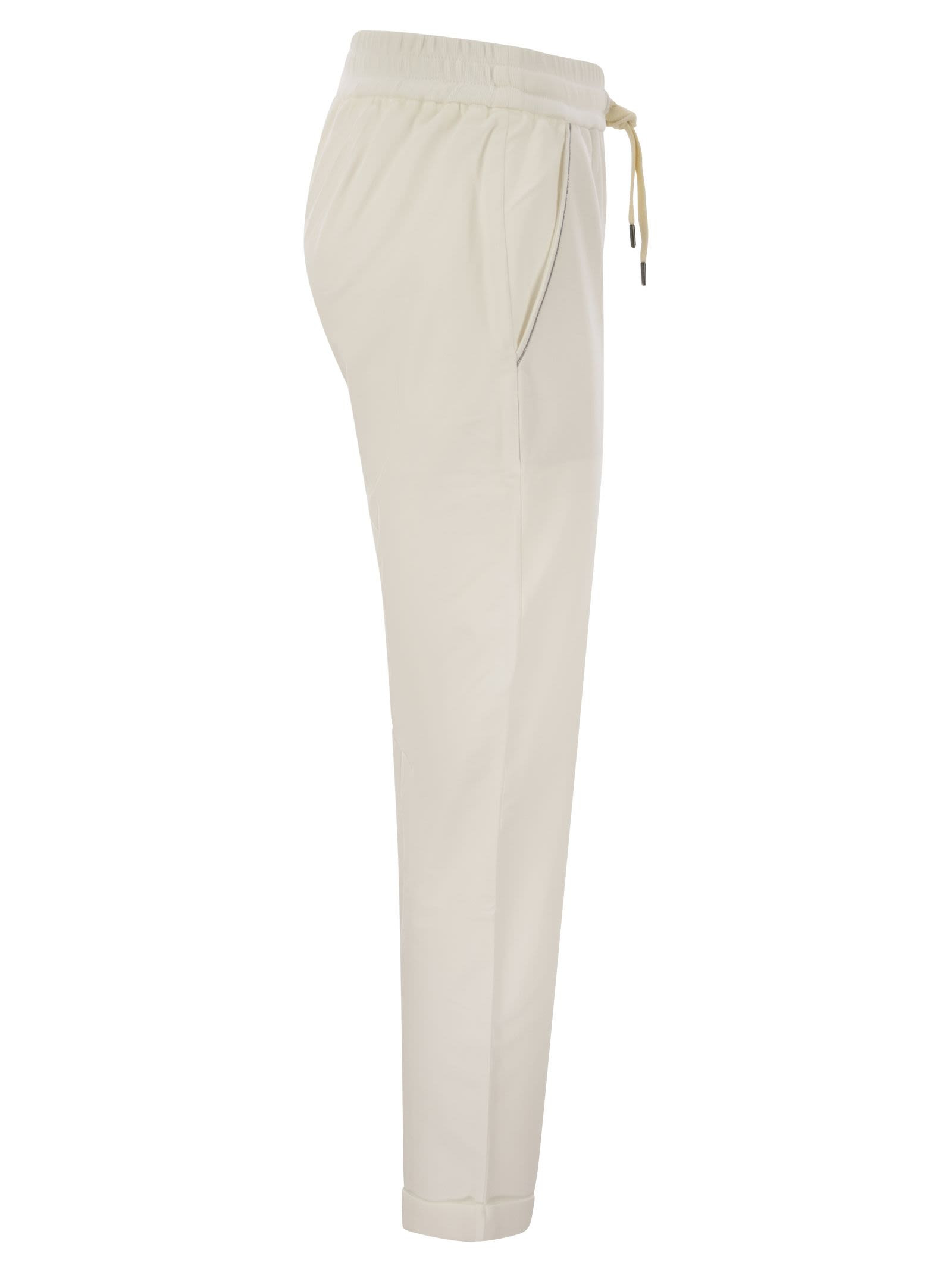 Brunello Cucinelli Women Track Trousers In Lightweight Stretch Cotton Fleece With Moniline - 3