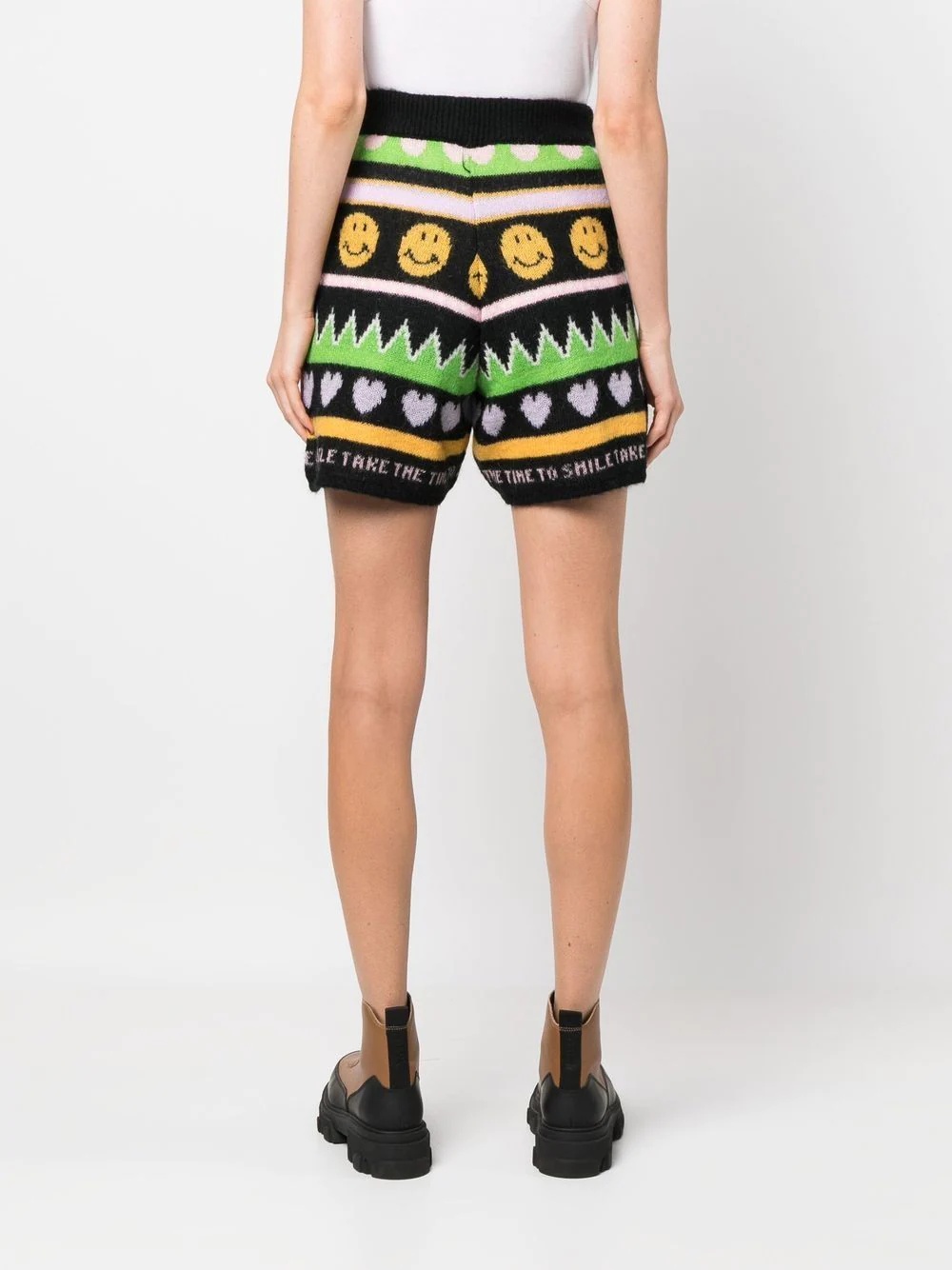 graphic-print knitted shorts - 4