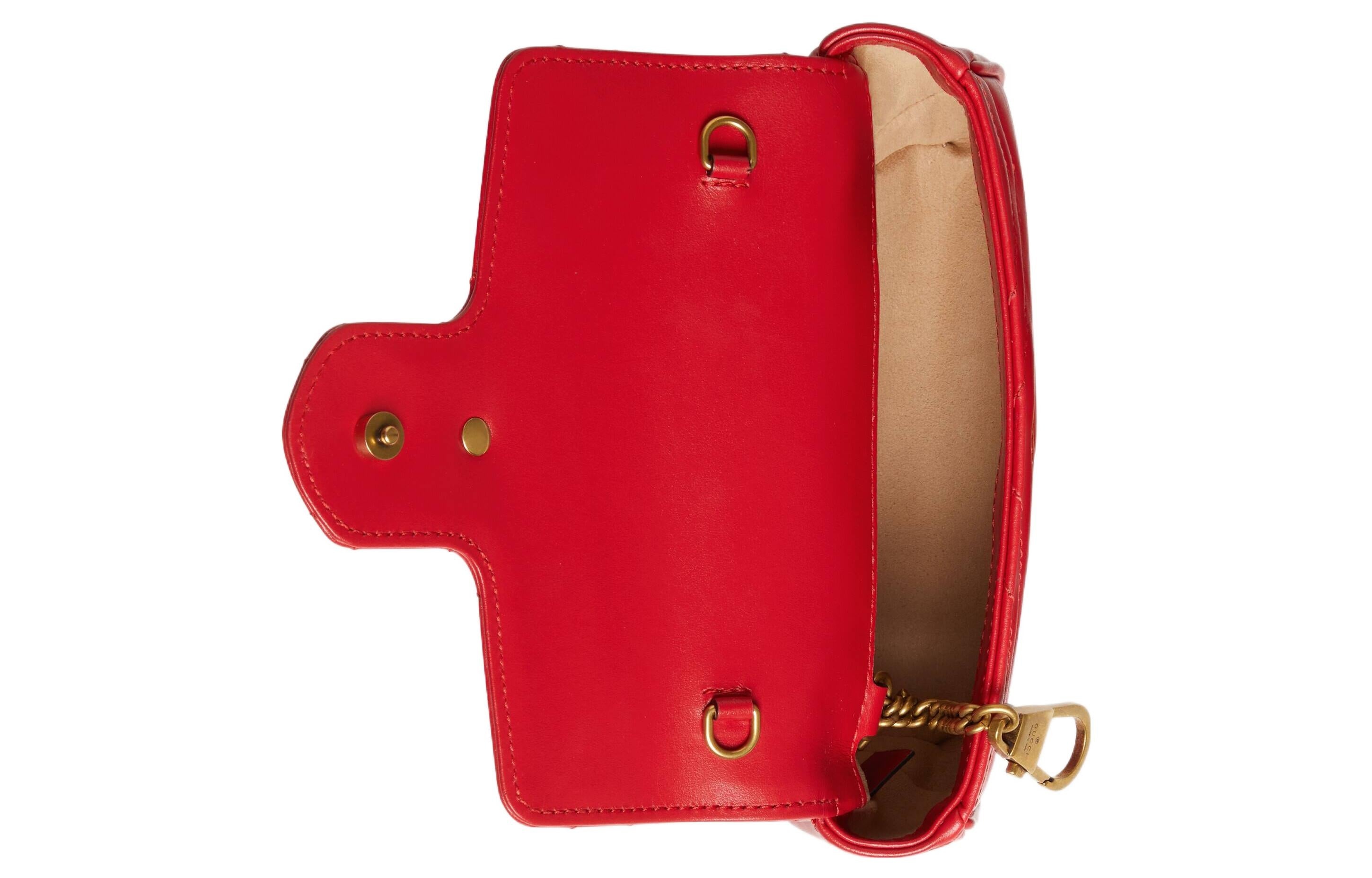 (WMNS) Gucci GG Marmont Matelasse Super Mini Bag 'Red' 476433-DTDHT-6832 - 7