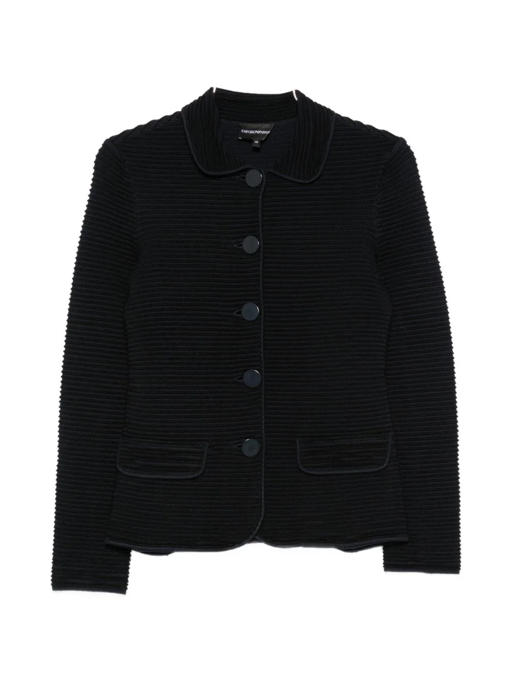 blazer in striped ottoman fabric with front flap pockets - 1