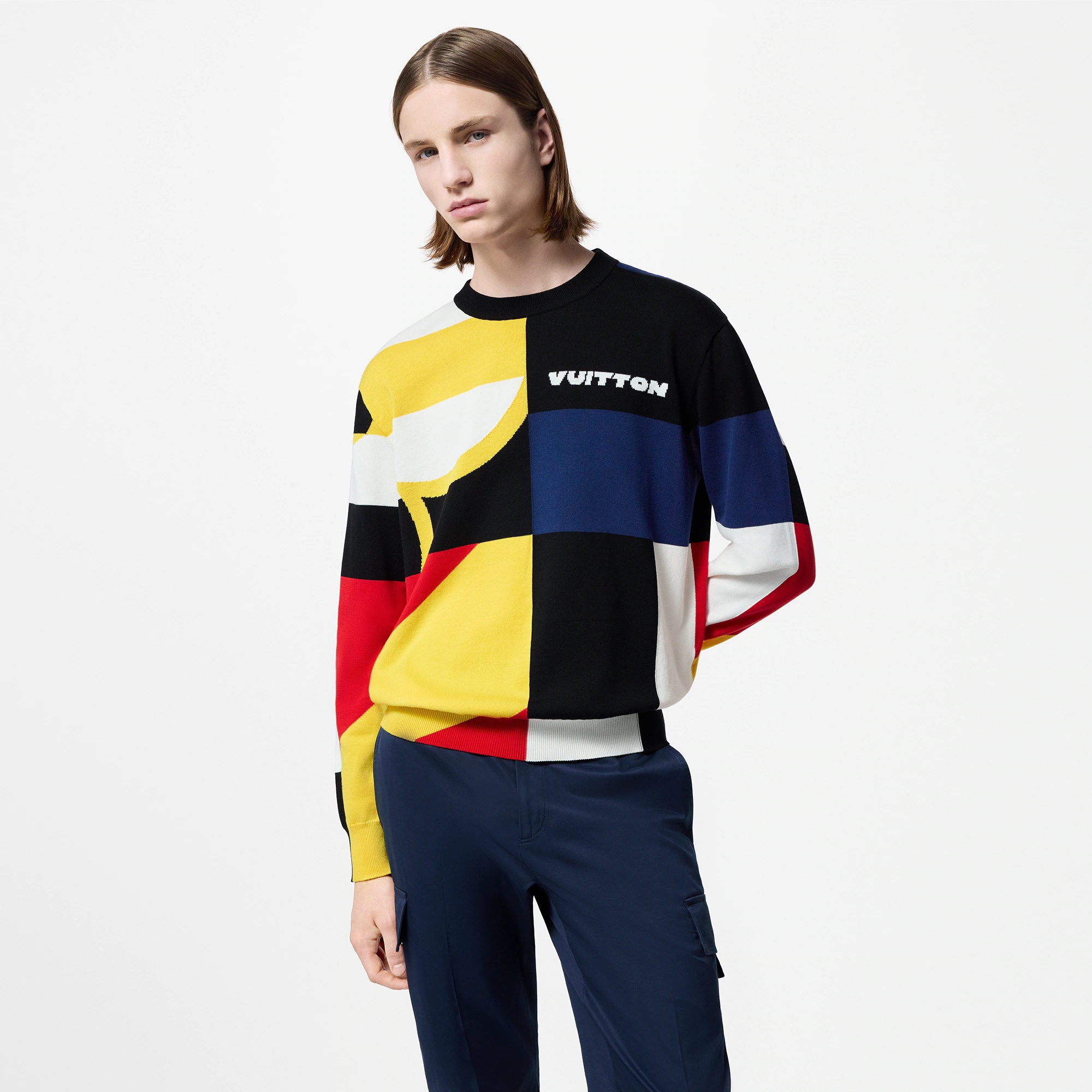 Jacquard Cotton Knit Crewneck - 2