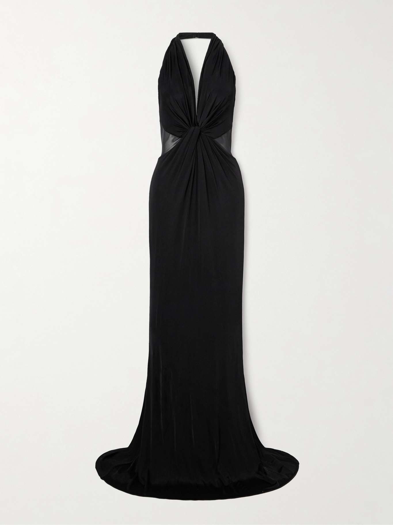 Twist-front chiffon-trimmed jersey gown - 1