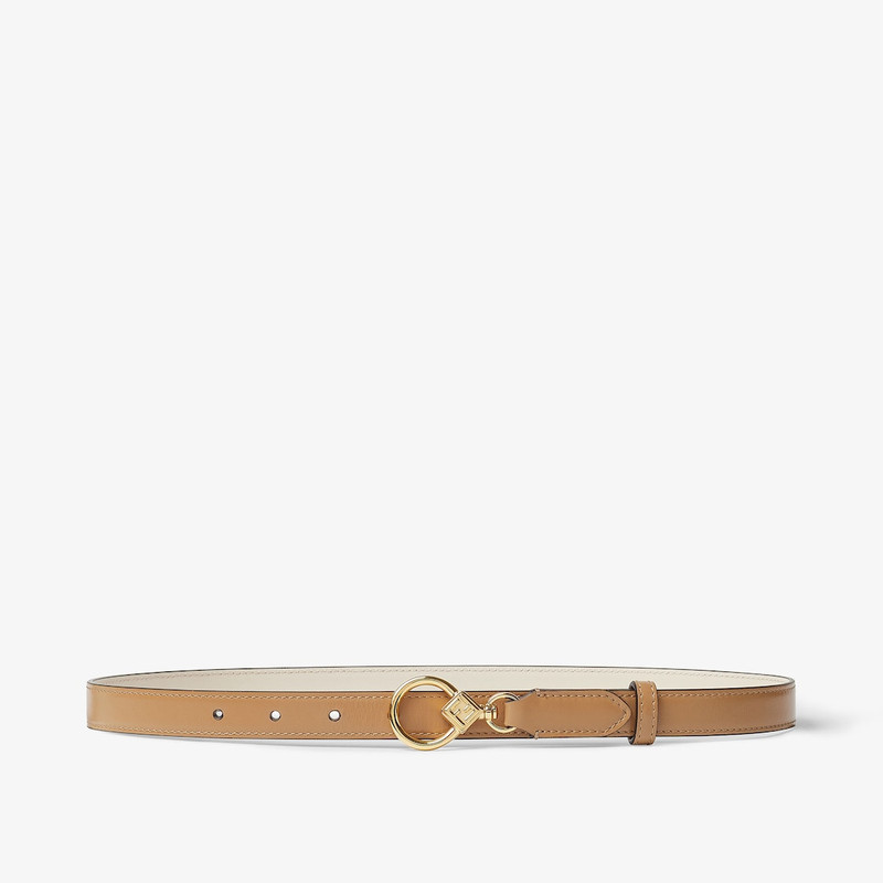 FF Diamonds Belt Camelia and cappuccino-color leather reversible belt 1