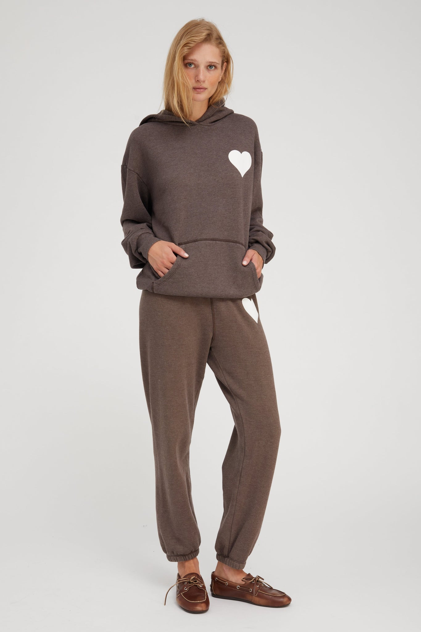 HEATHER BROWN HEART HOODIE - 2