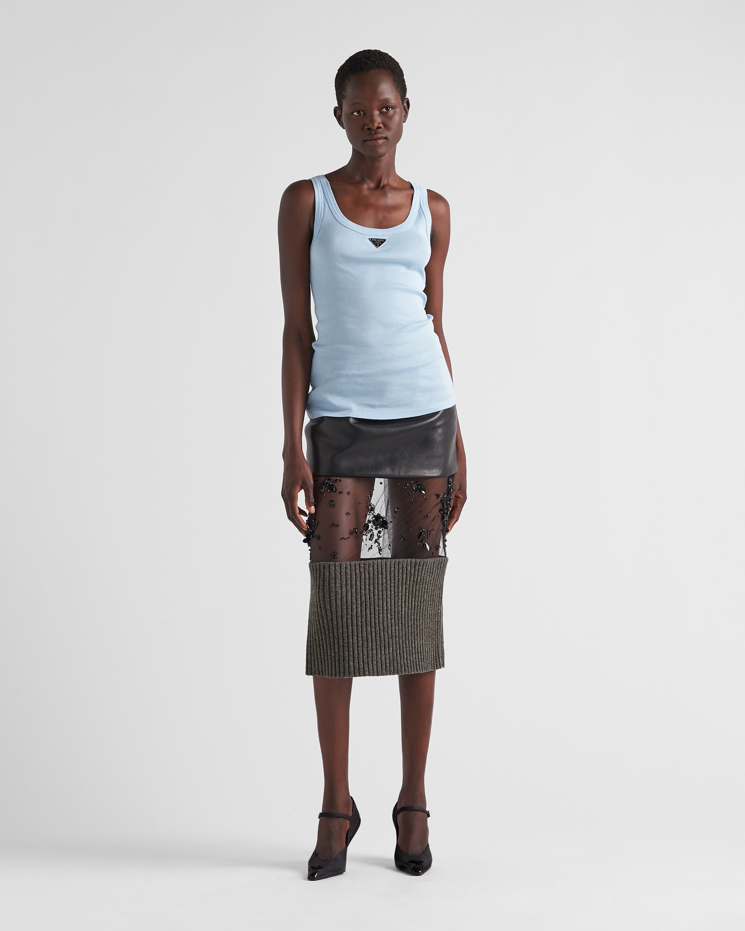 Ribbed knit jersey tank top - 2
