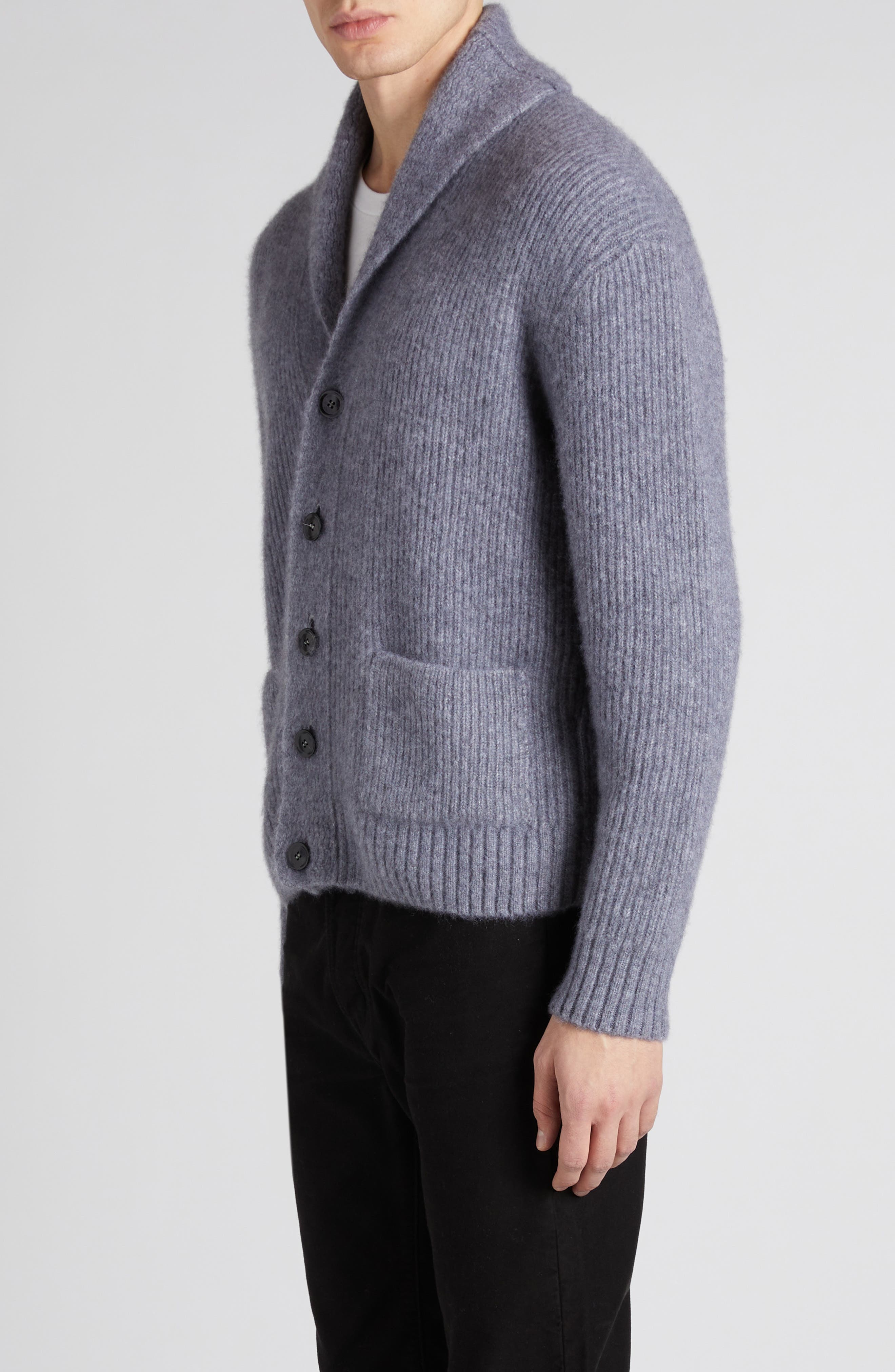 TOM FORD Shawl Collar Brushed Cashmere & Silk Cardigan in Ig399 Ash Grey at Nordstrom - 4