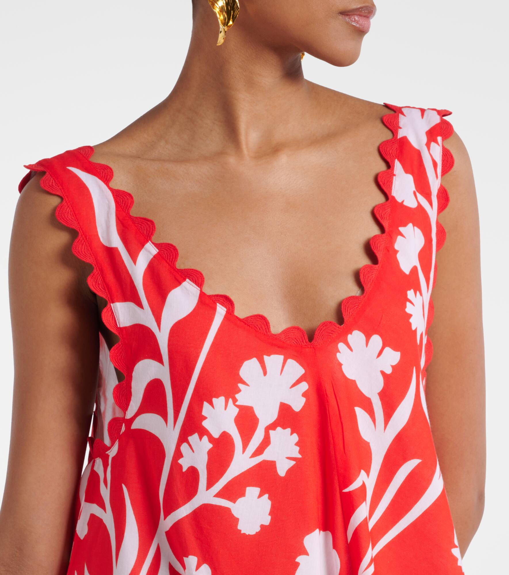 Printed scalloped cotton minidress - 4