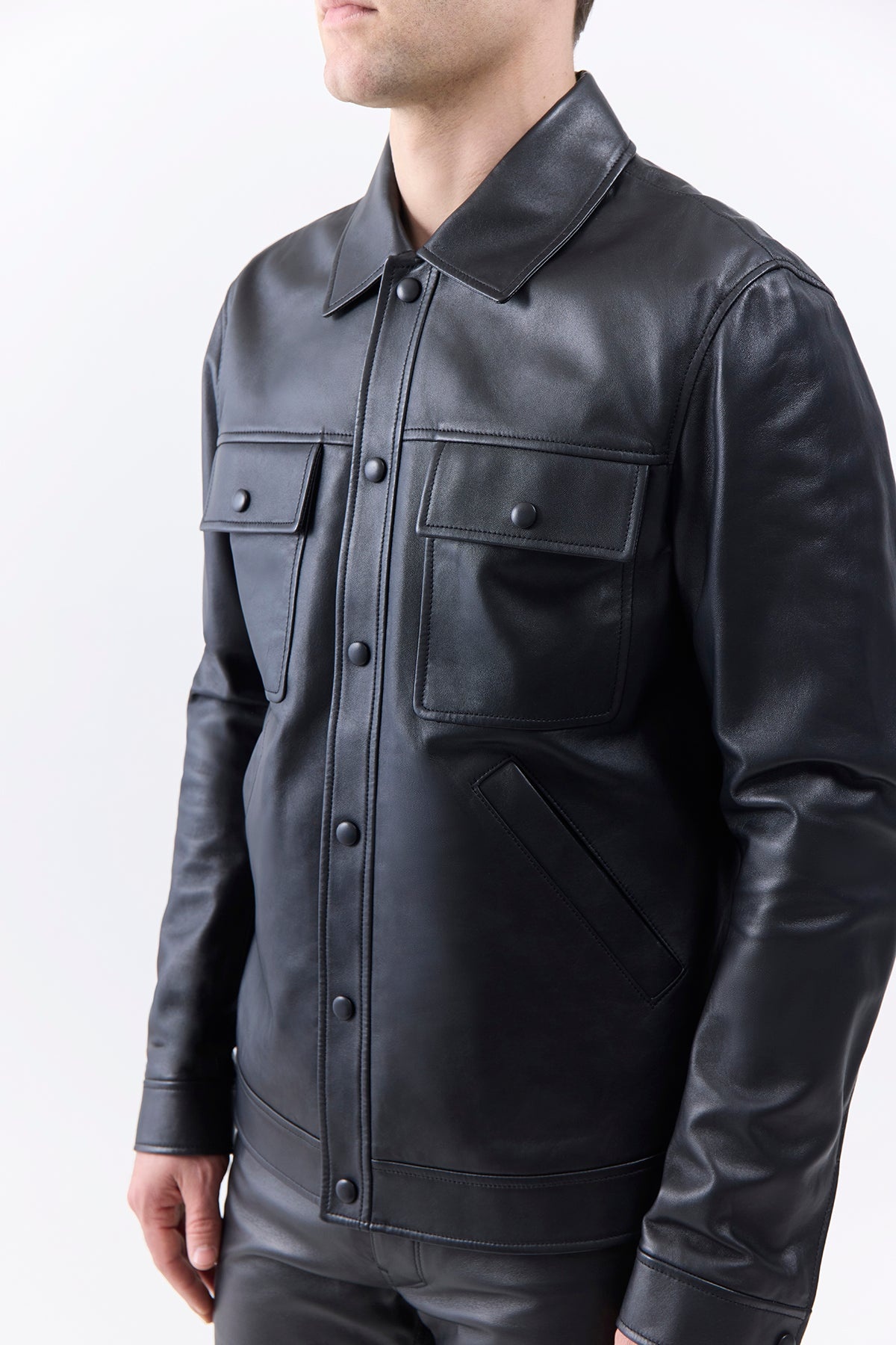 Levy Jacket in Black Nappa Leather - 6
