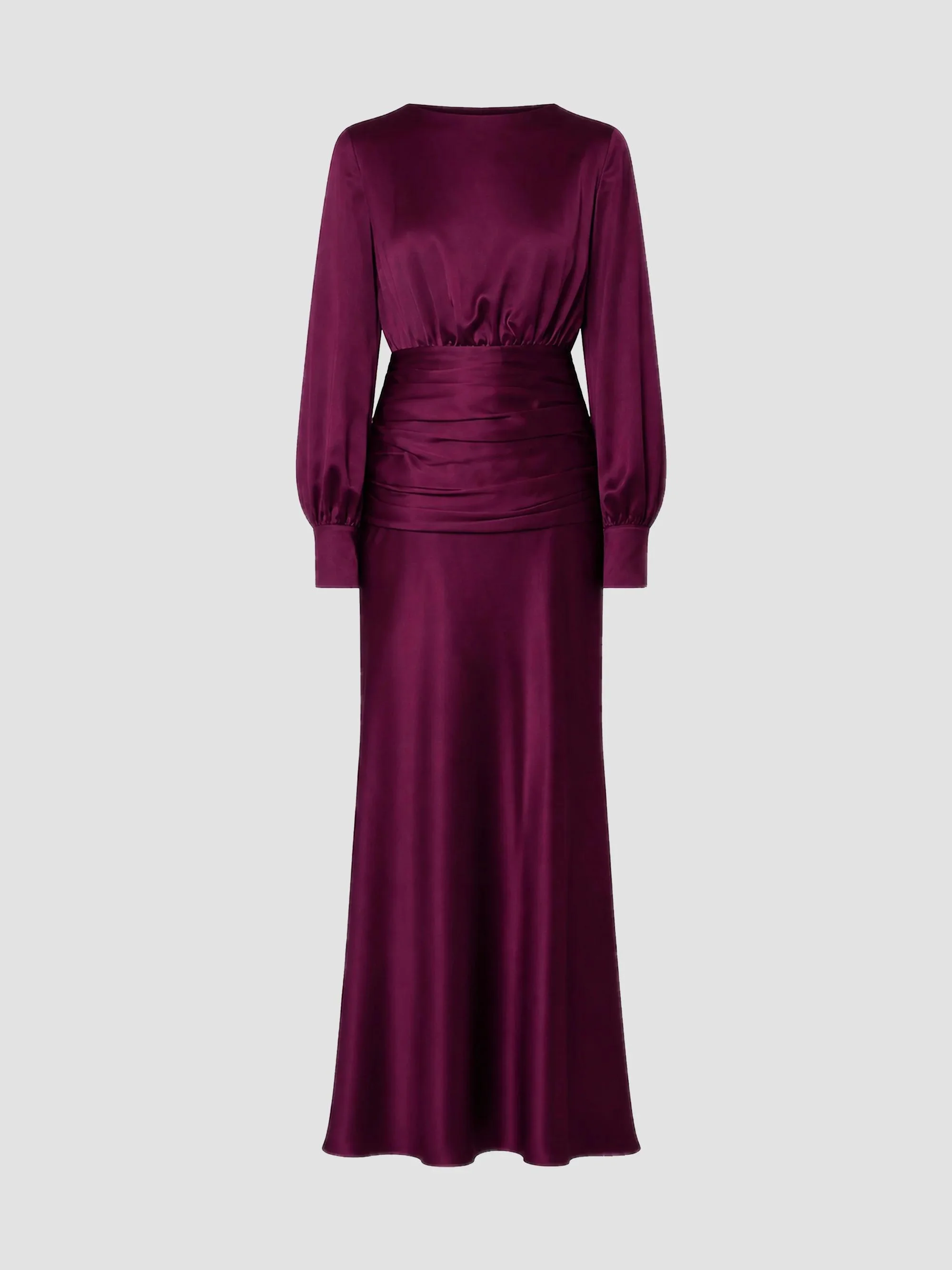 Women's Samina Shirred Satin Gown - Blackberry - 1