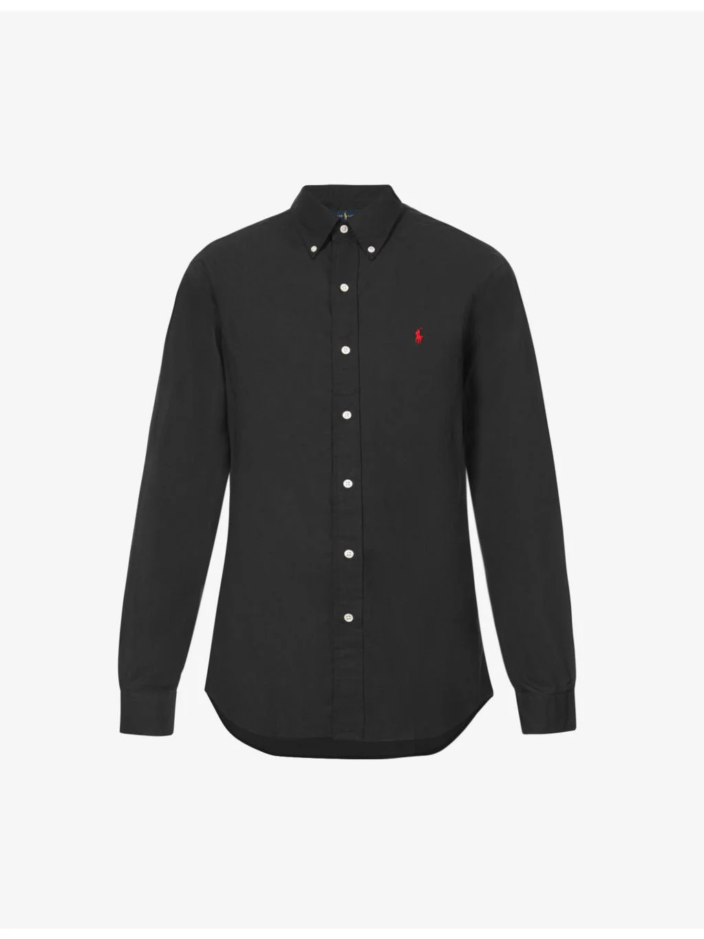 Long-sleeved logo-embroidered custom-fit stretch cotton-poplin shirt - 1