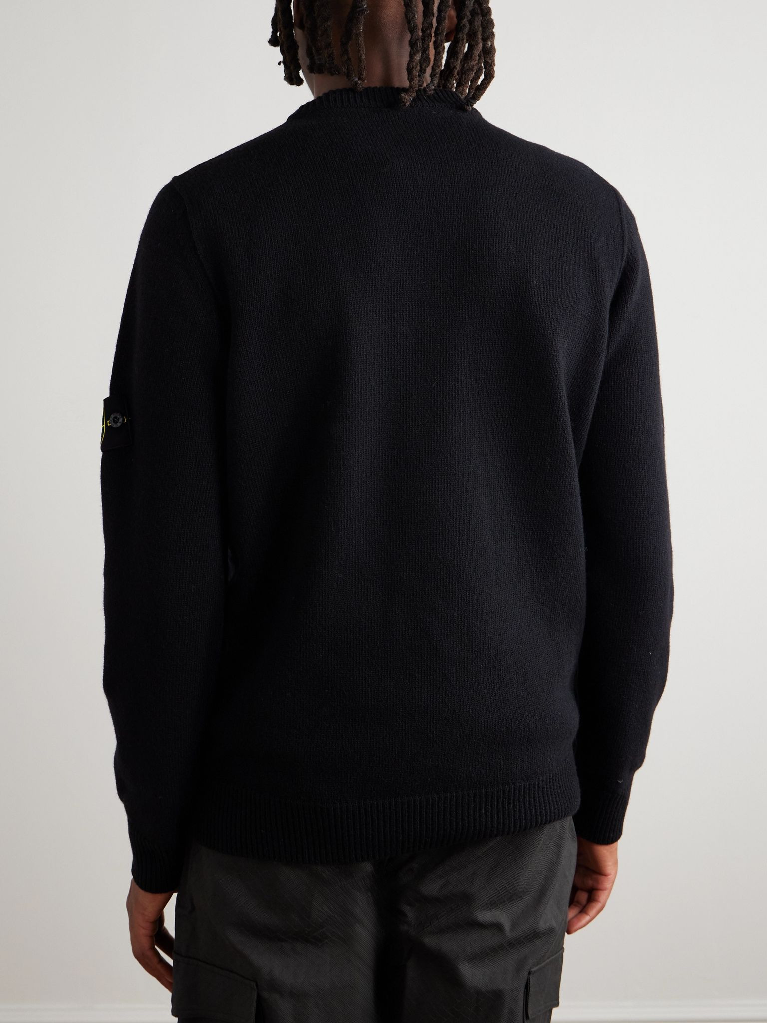 Logo-Appliquéd Wool-Blend Sweater Black - 4