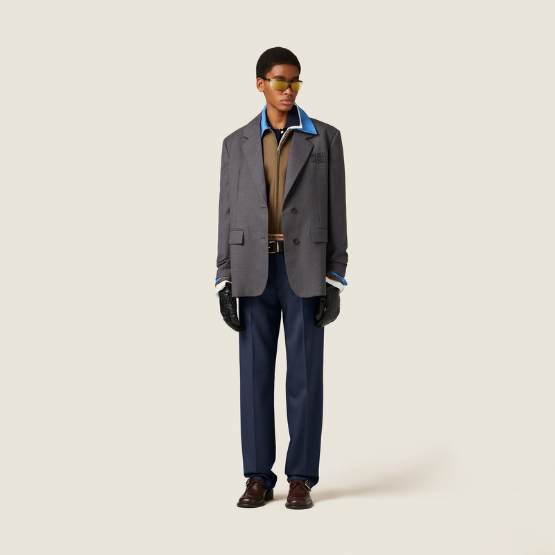 Miu Miu Gabardine blouson jacket with poplin collar outlook