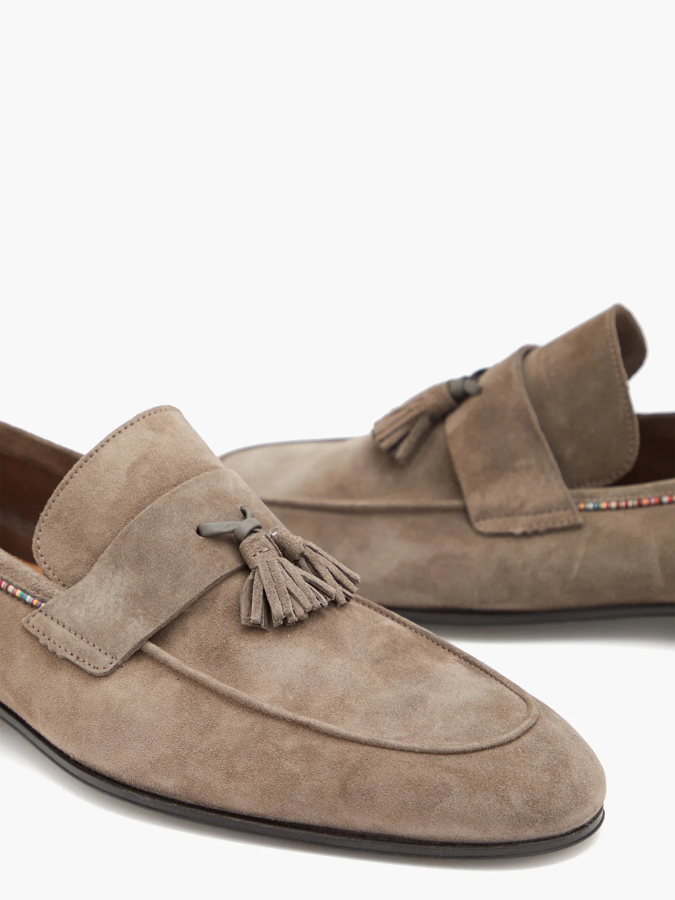 Hilton Signature-stripe tasselled suede loafers - 6