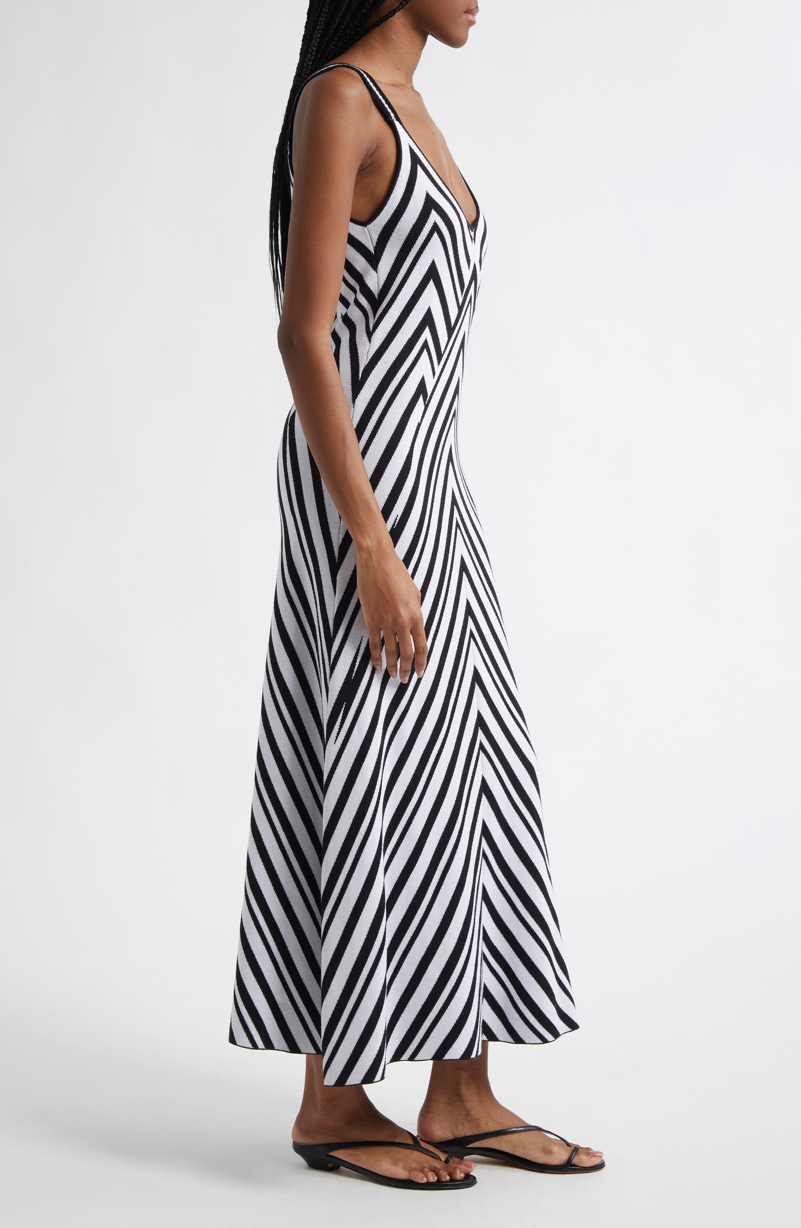 FARM Rio Chevron Stripe Sweater Dress in Black And White at Nordstrom - 3