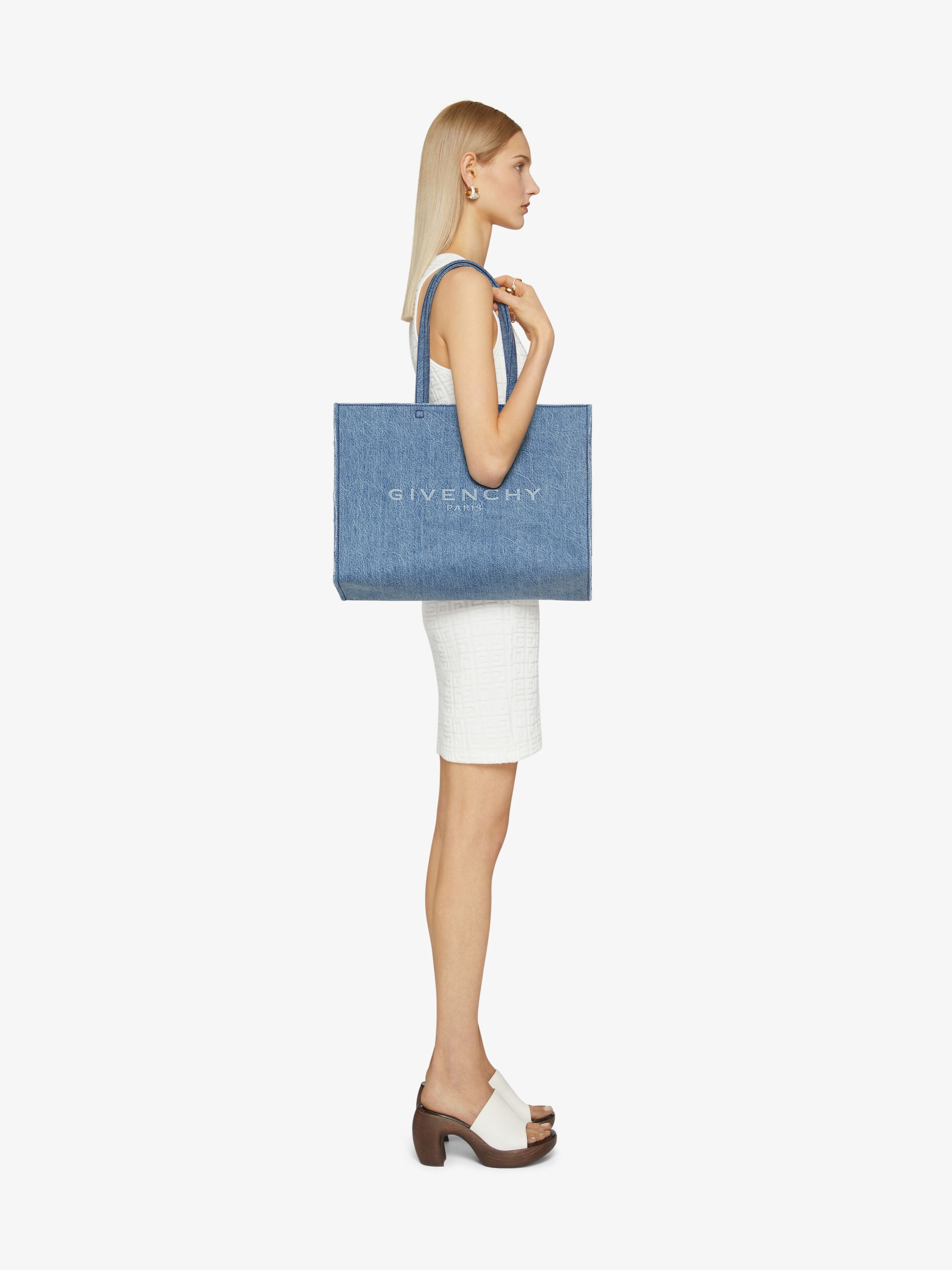 LARGE G TOTE SHOPPING BAG IN DENIM - 2