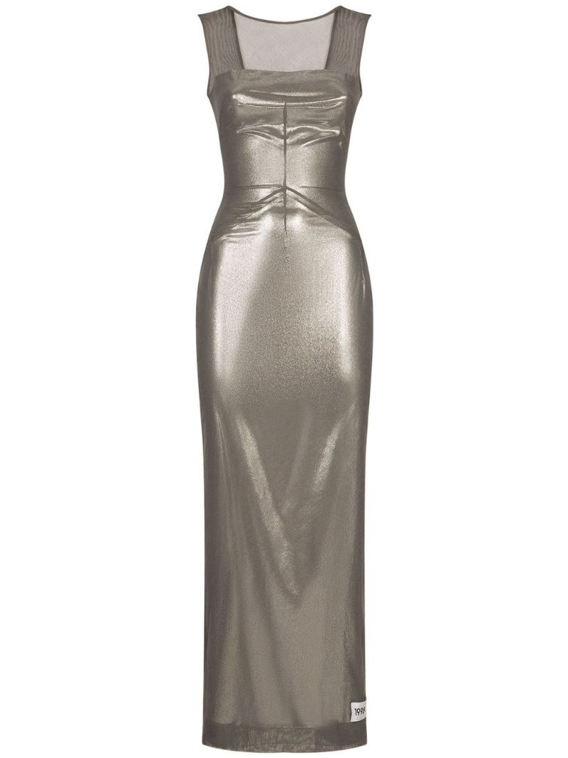 KIM DOLCE&GABBANA metallic-finish ankle-length dress - 1