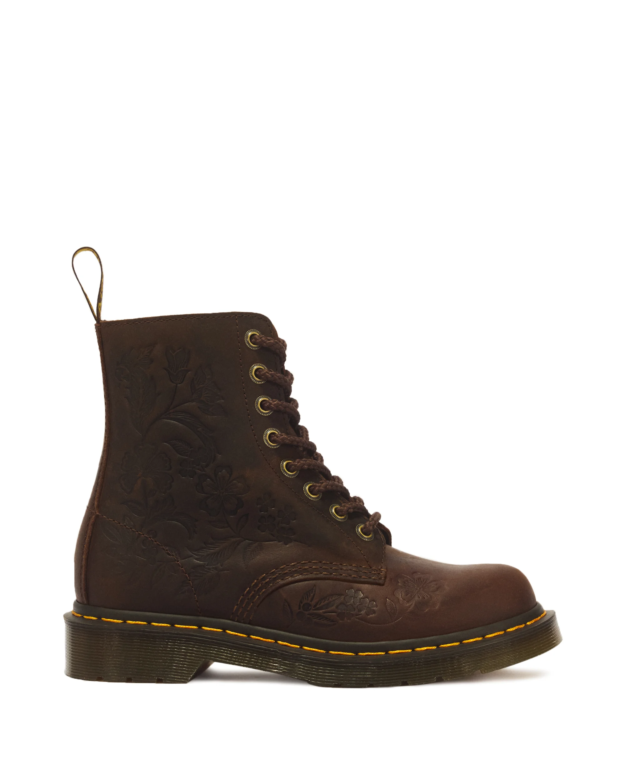 1460 Pascal Deboss Floral 8 Eye Crazy Horse Leather Boots - 1
