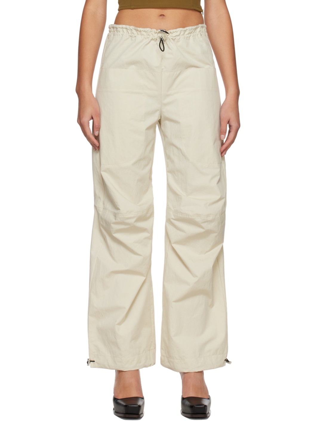 Beige Drawstring Lounge Pants - 1