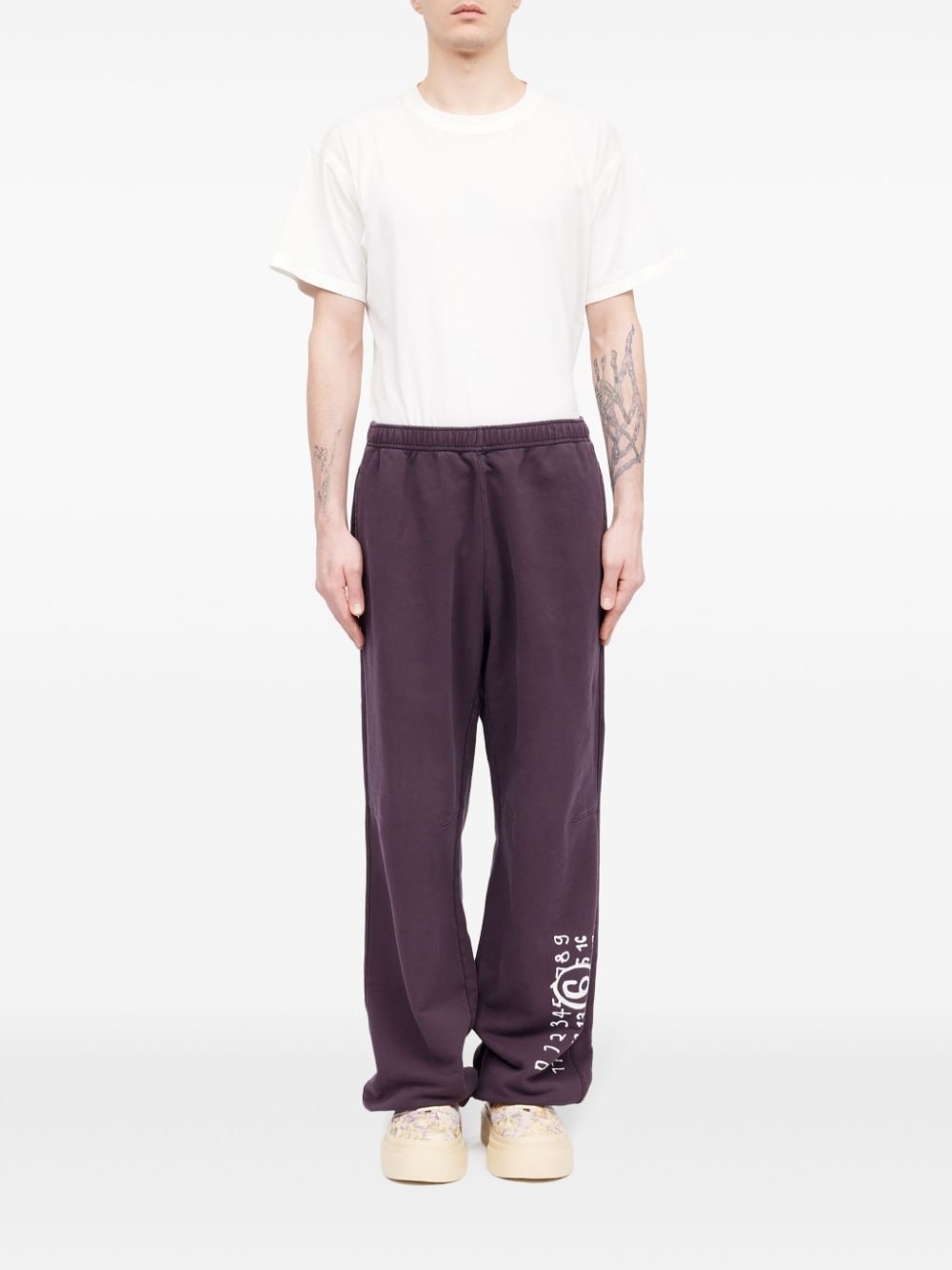 Numbers-print cotton track pants - 2