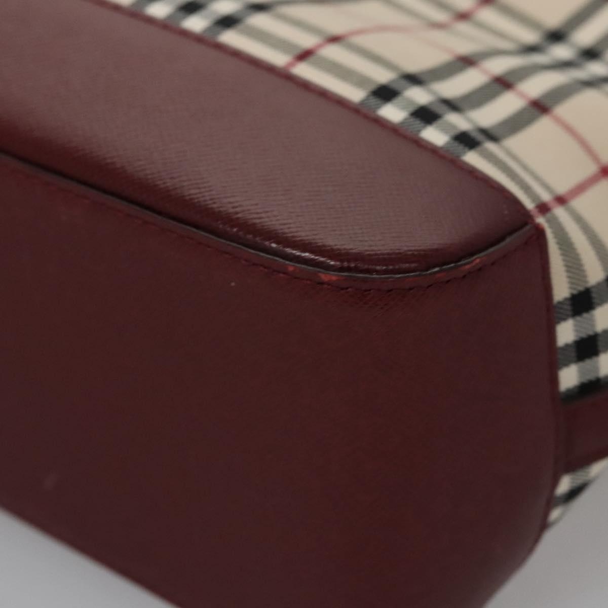 Burberry Nova Check Tote Bag Canvas Leather Beige Red Gold - 9