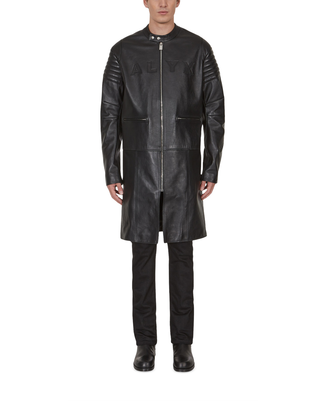 LONG LEATHER MOTO COAT - 2