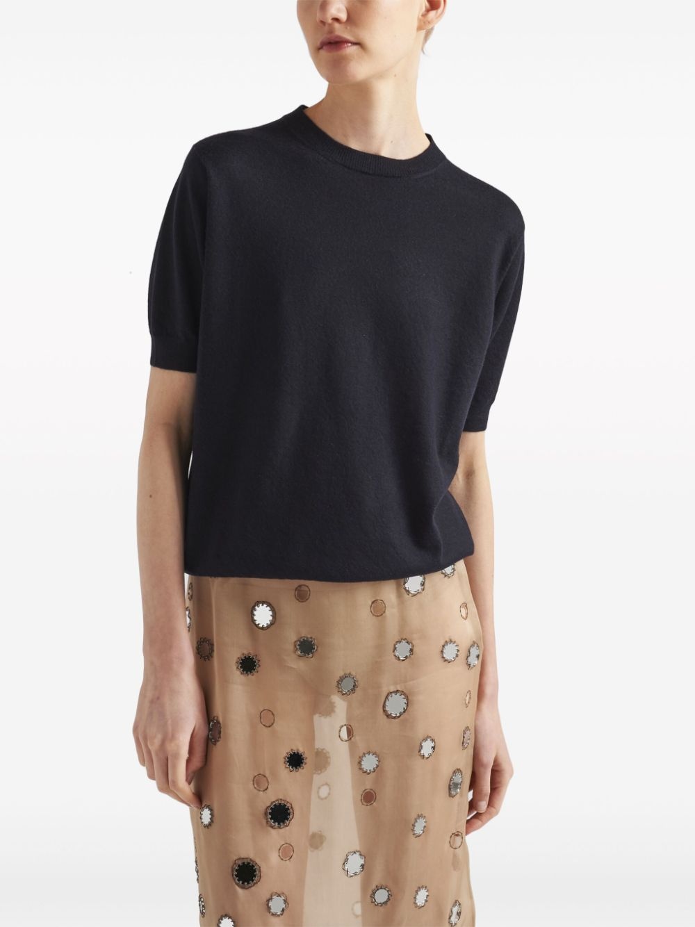 triangle-logo cashmere knitted top - 4
