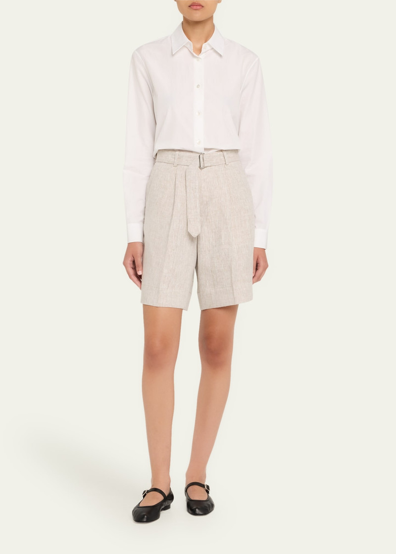 OFFICINE GÉNÉRALE Dalva Belted Linen Shorts outlook