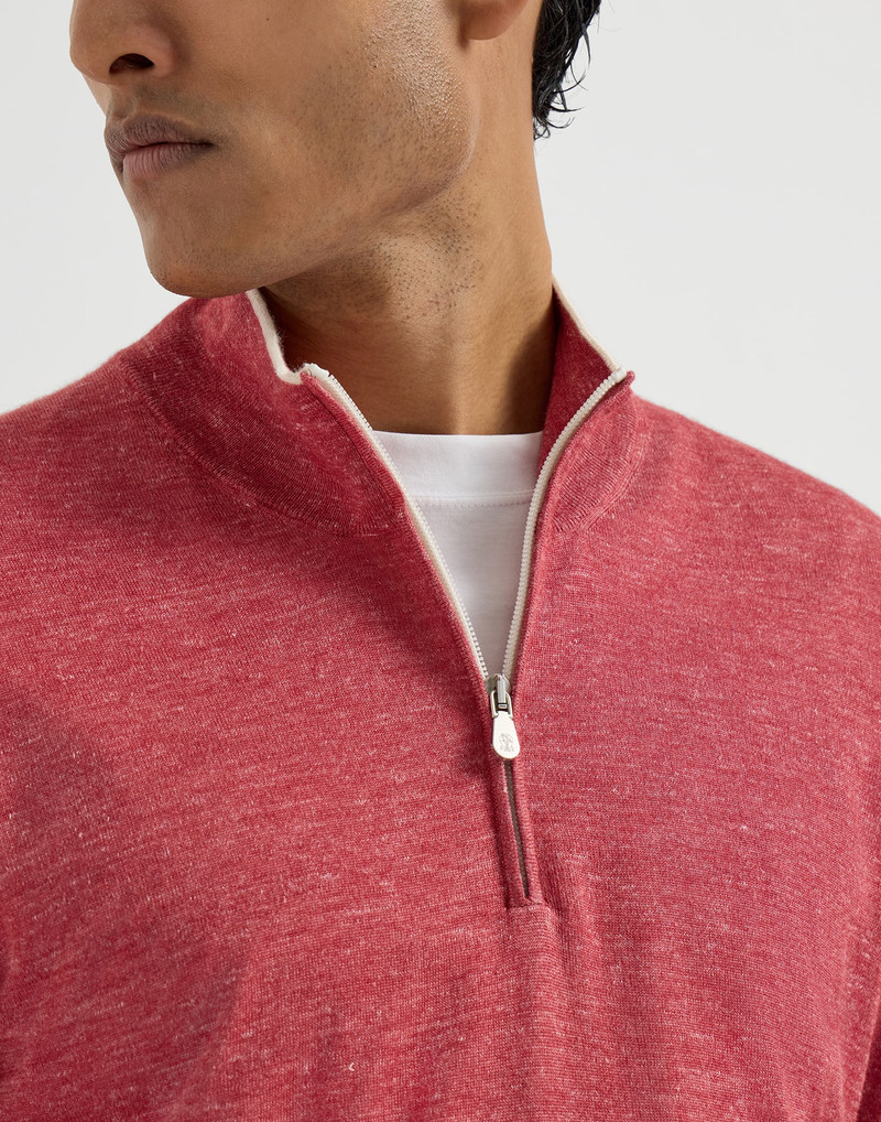 Cashmere, silk and hemp lightweight sweater with half zip 4