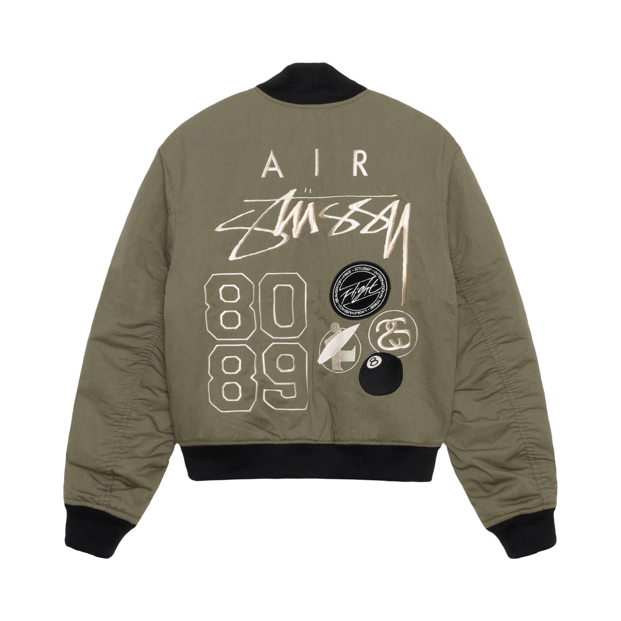 Stussy x Nike Reversible Varsity Jacket 'Medium Olive/Bright Mandarin' - 2