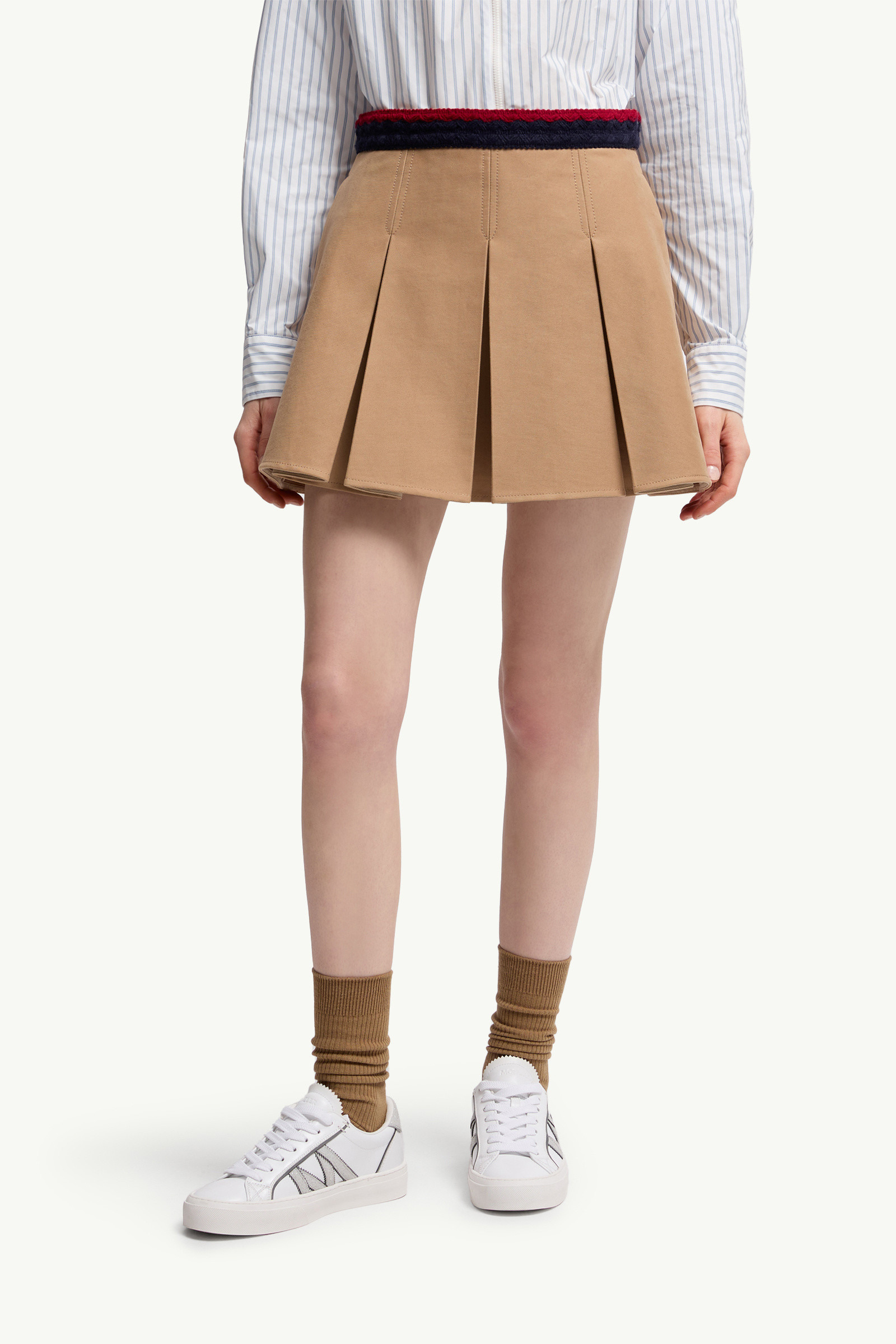 Cotton Gabardine Pleated Mini Skirt - 3