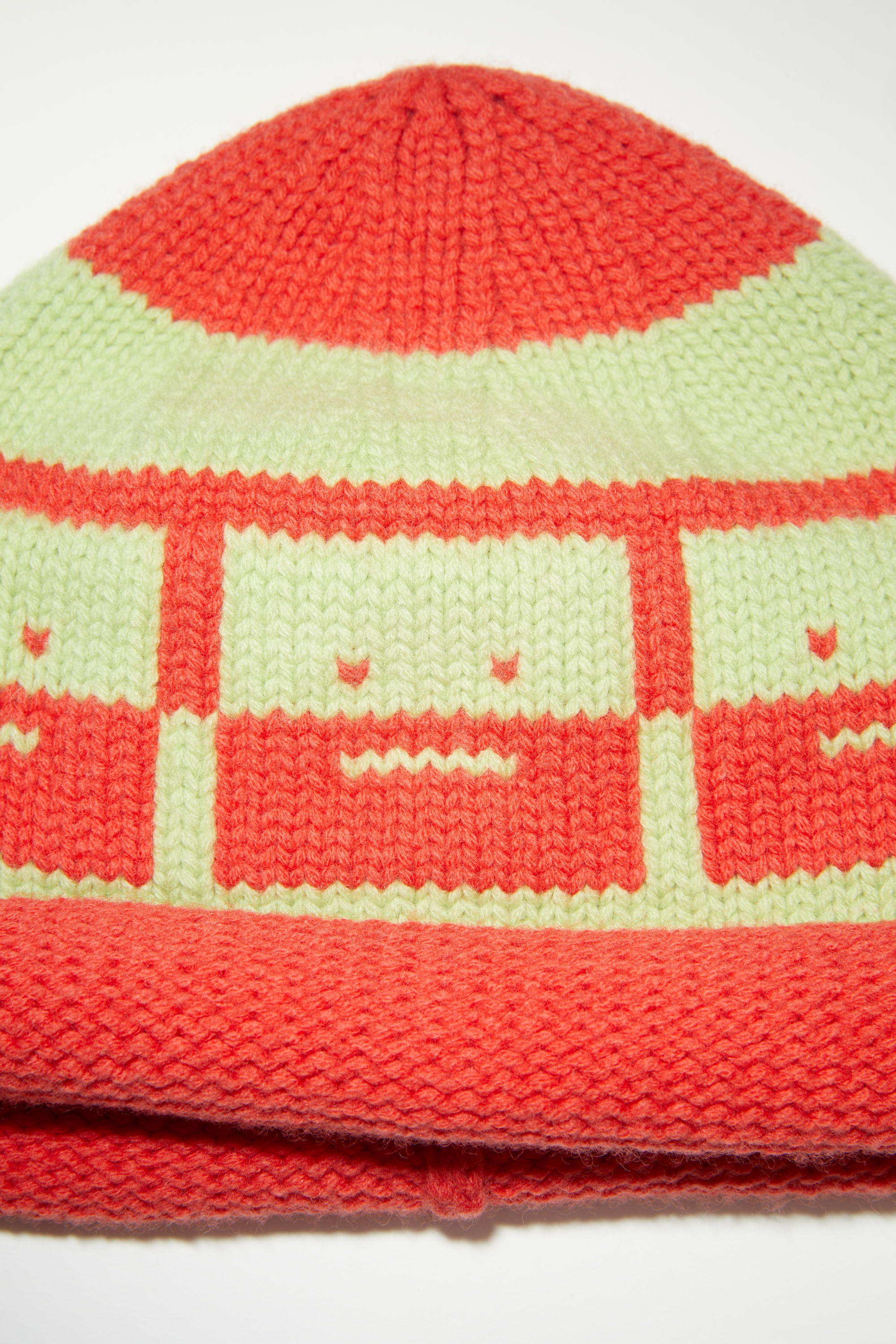 Knit beanie - Sharp red/pale green - 4
