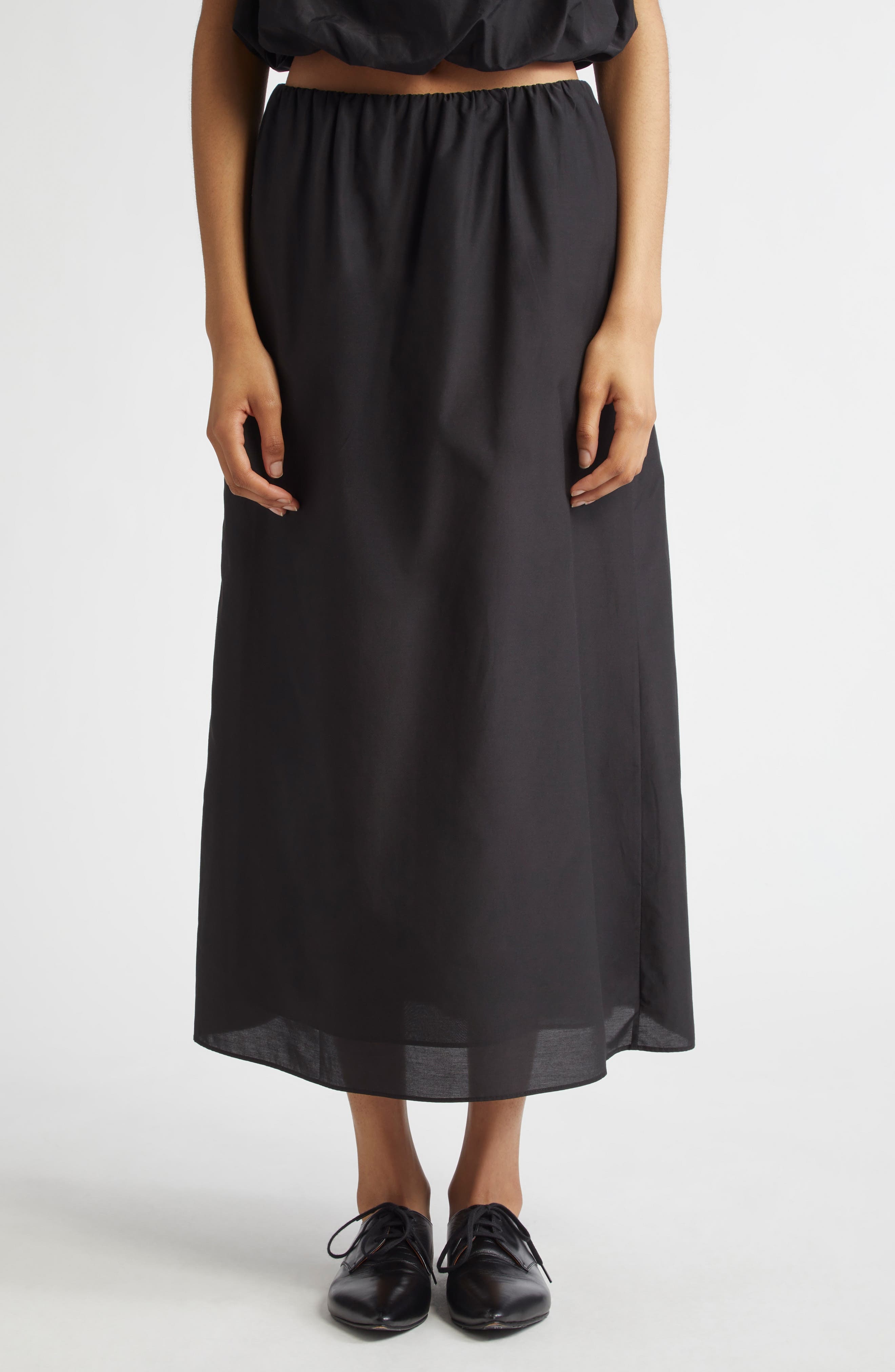 LOULOU DE SAISON Carmen Cotton & Silk Voile Maxi Skirt in Black at Nordstrom - 1